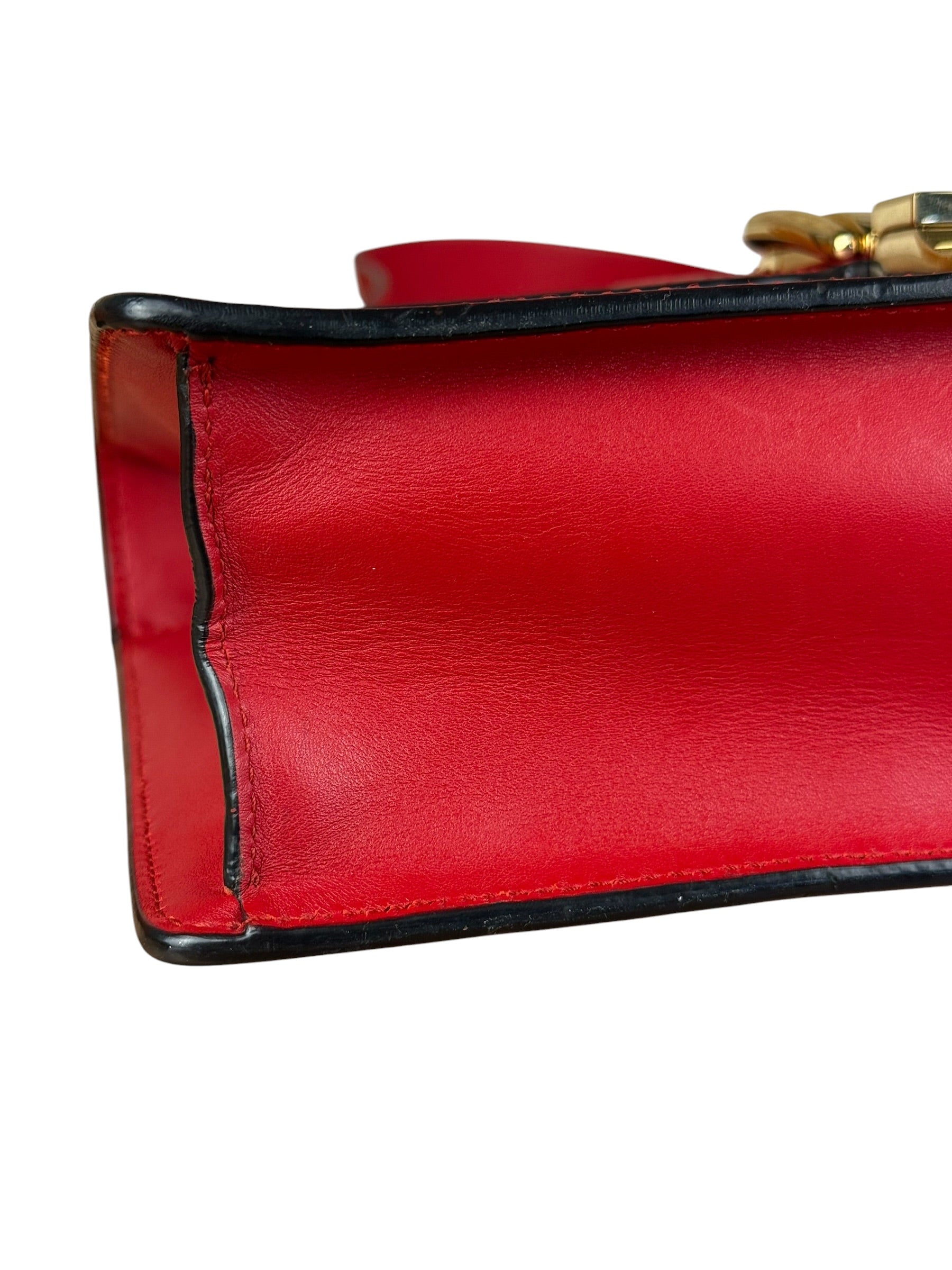Gucci Red Leather Sylvie Buckle Shoulder Bag