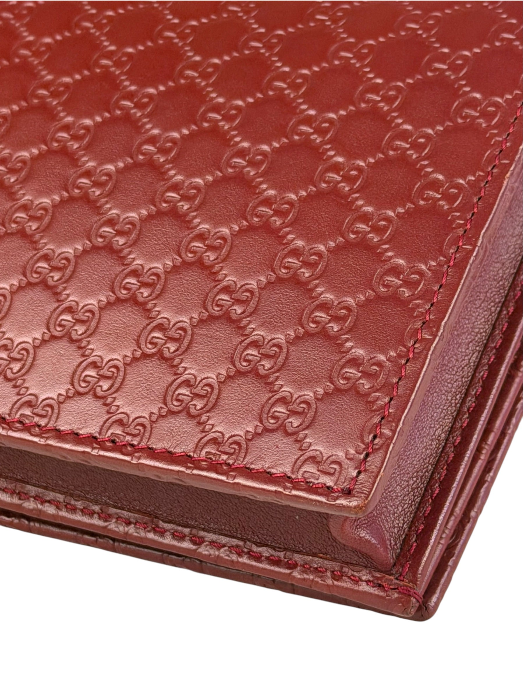 Gucci Red Micro GG Leather Crossbody Wallet