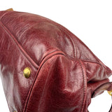 Miu Miu Amaranth Vitello Shine Leather Double Zip 2Way Handbag