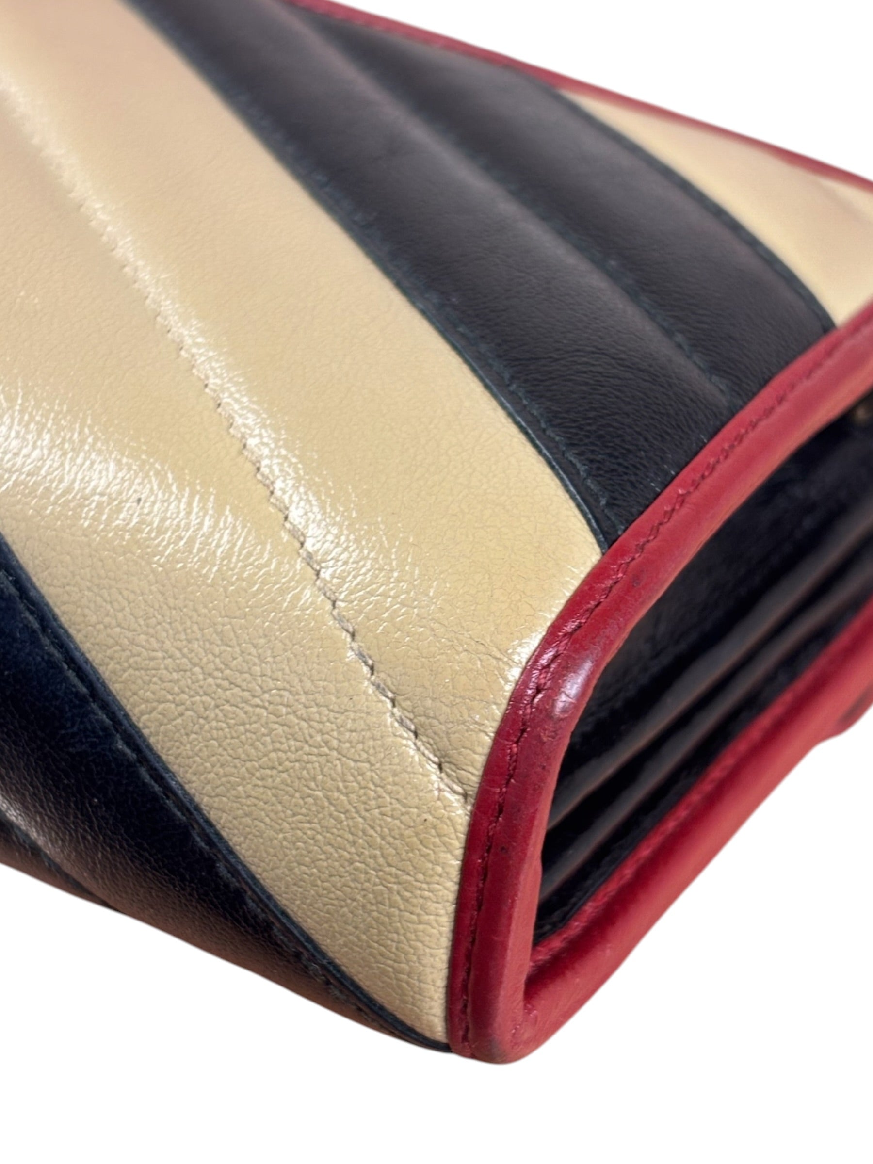 Gucci Stripped Multicolor Marmont Wallet on Chain