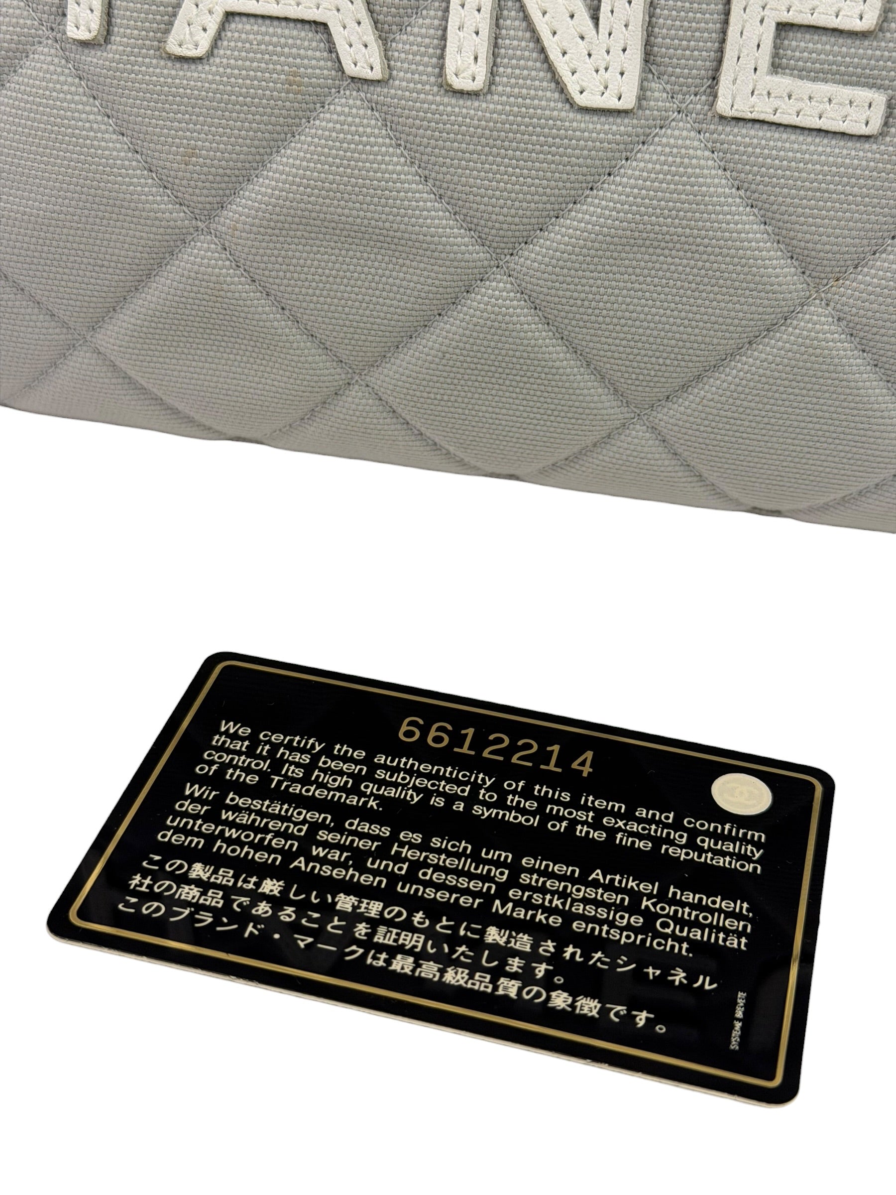 Chanel Grey Quilted Leather Trim Bowling Bag 2000
