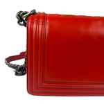 Chanel Red Leather Reverso Boy Flap Bag