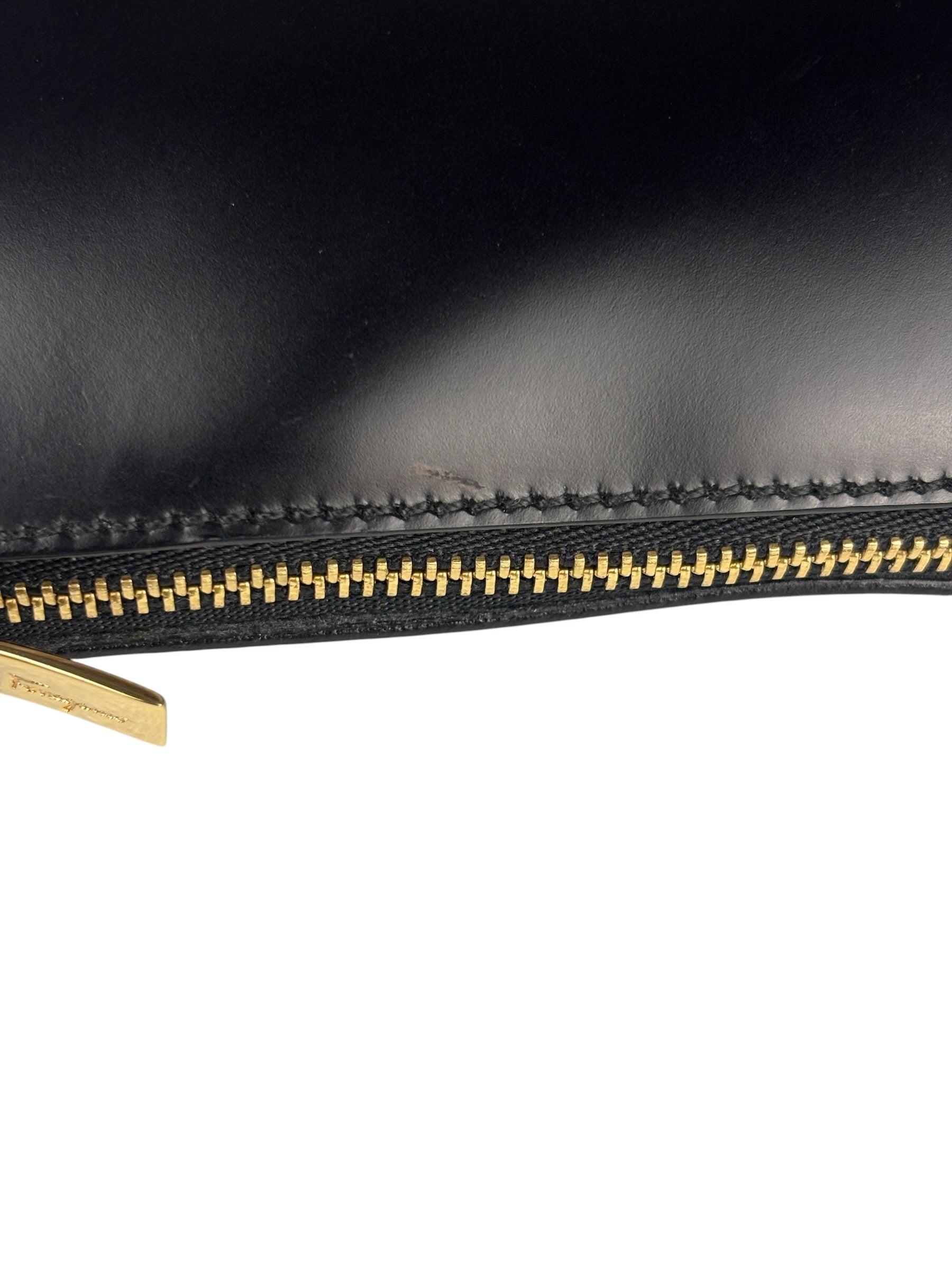 Salvatore Ferragamo Vintage Black Gancini Leather Baguette