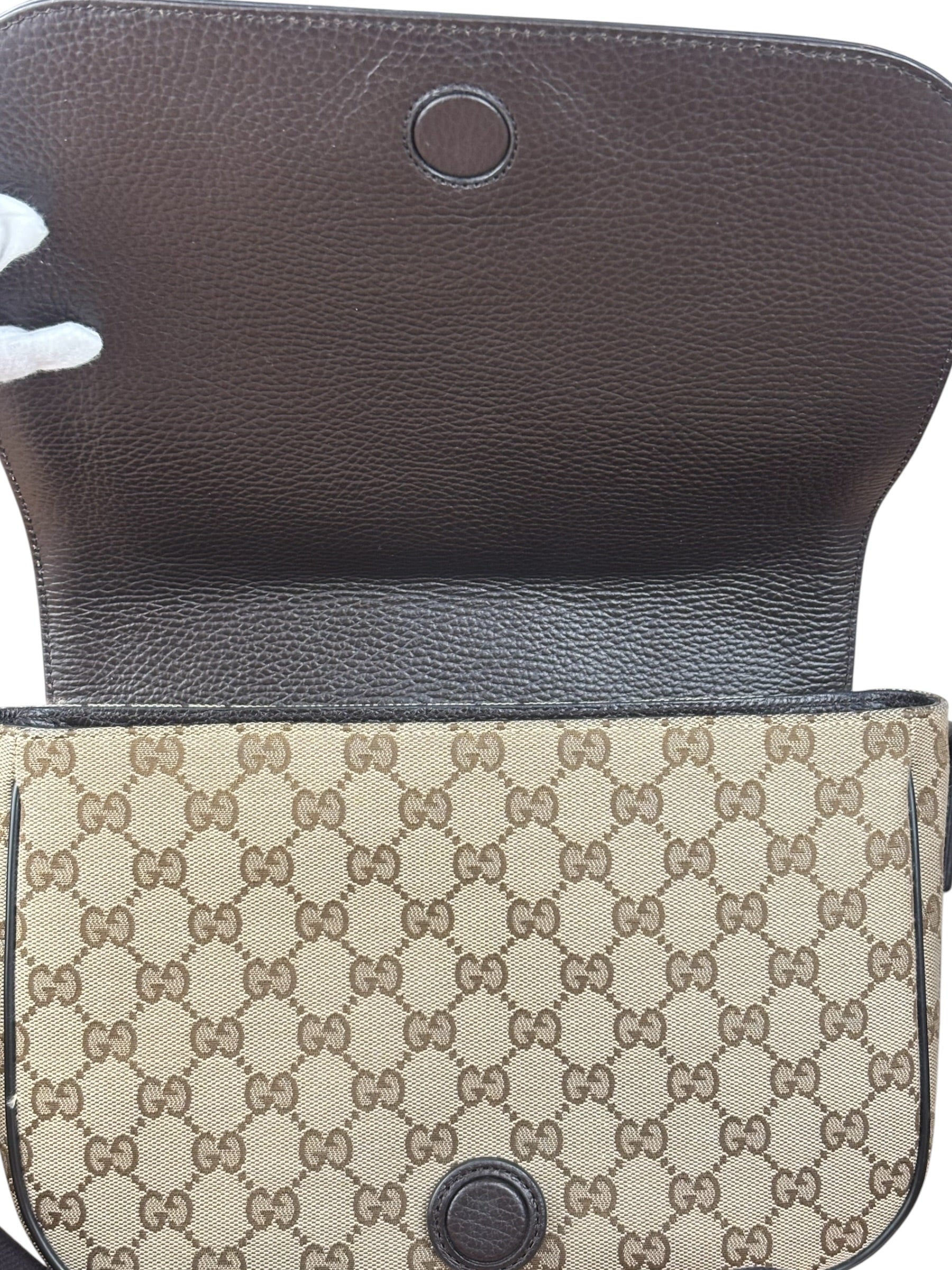Gucci GG Canvas Print Flap Messenger Bag