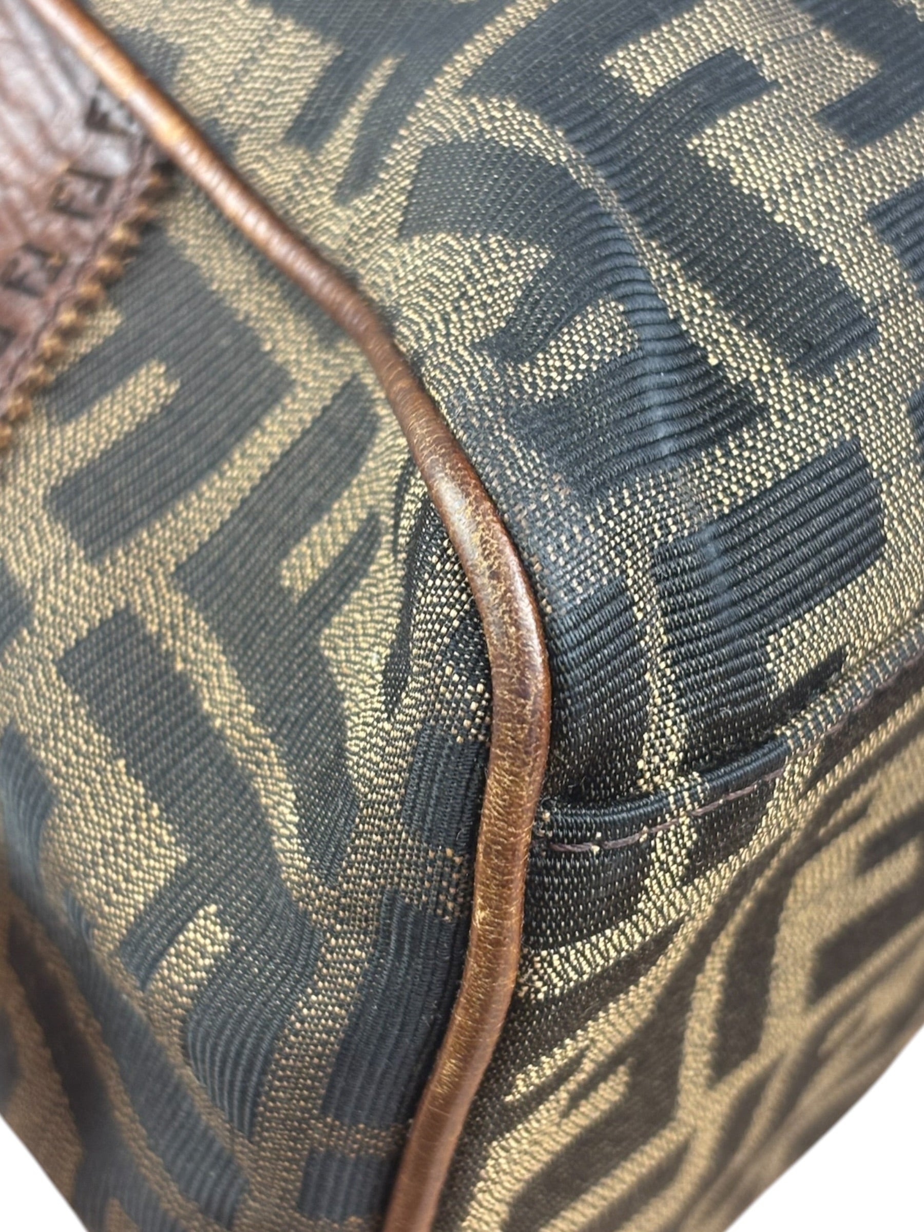 Fendi Vintage Leather Trim Zucca Etnico/Du Jour Tote Bga