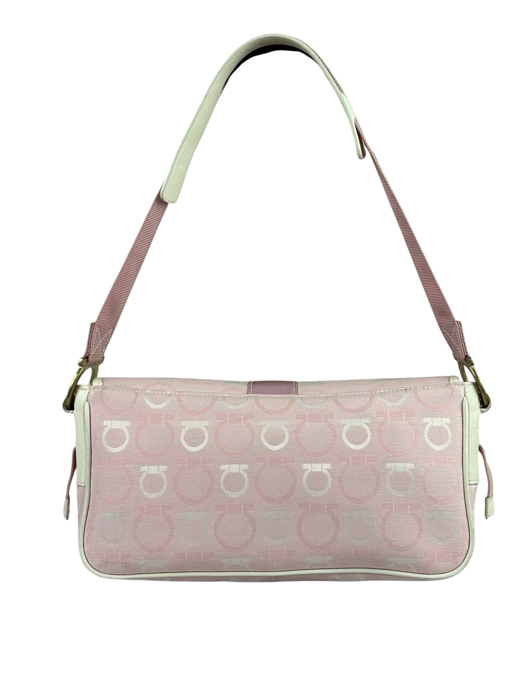 Ferragamo Pink Canvas Gancini Shoulder Bag