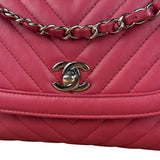 Chanel Pink Chevron Quilted Leather Medium Flap Bag 2018