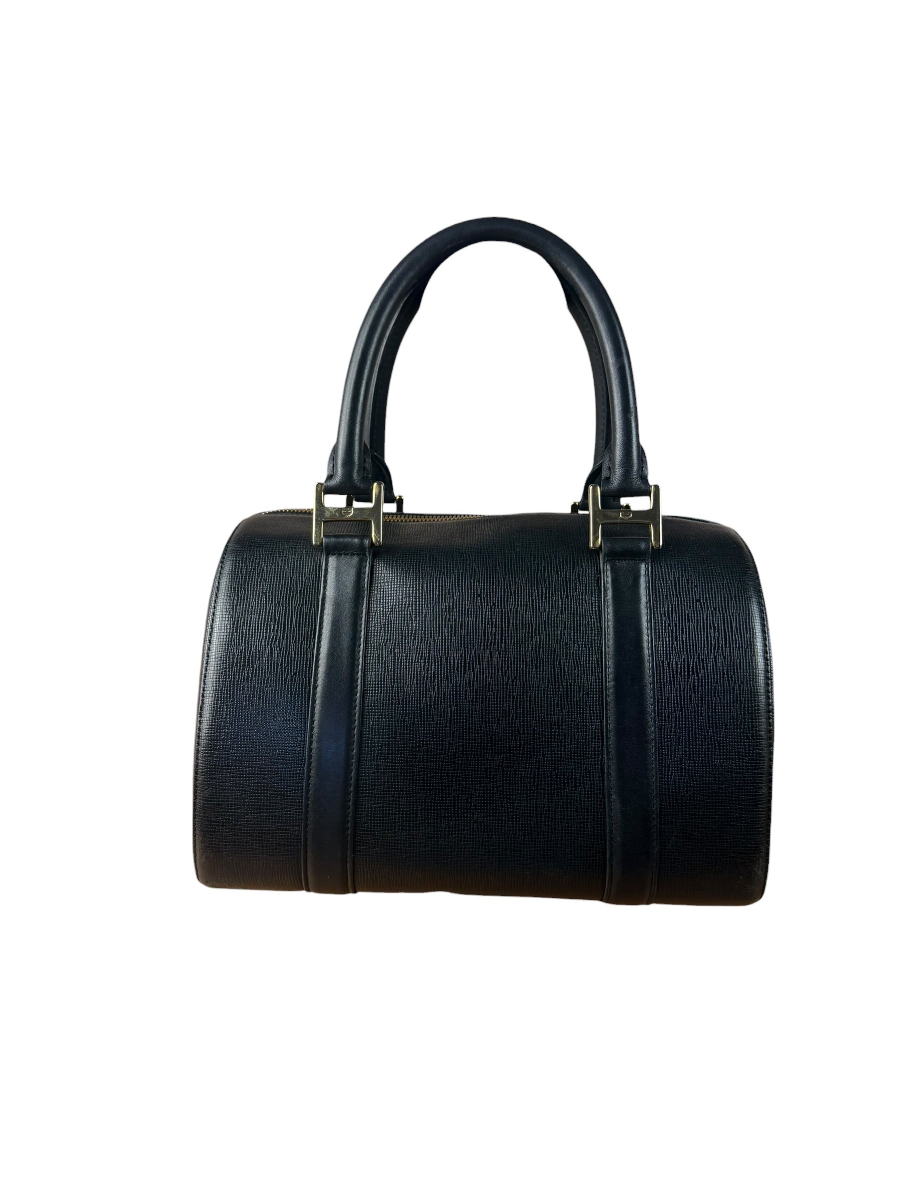 MCM Vintage Black Leather Boston Handbag