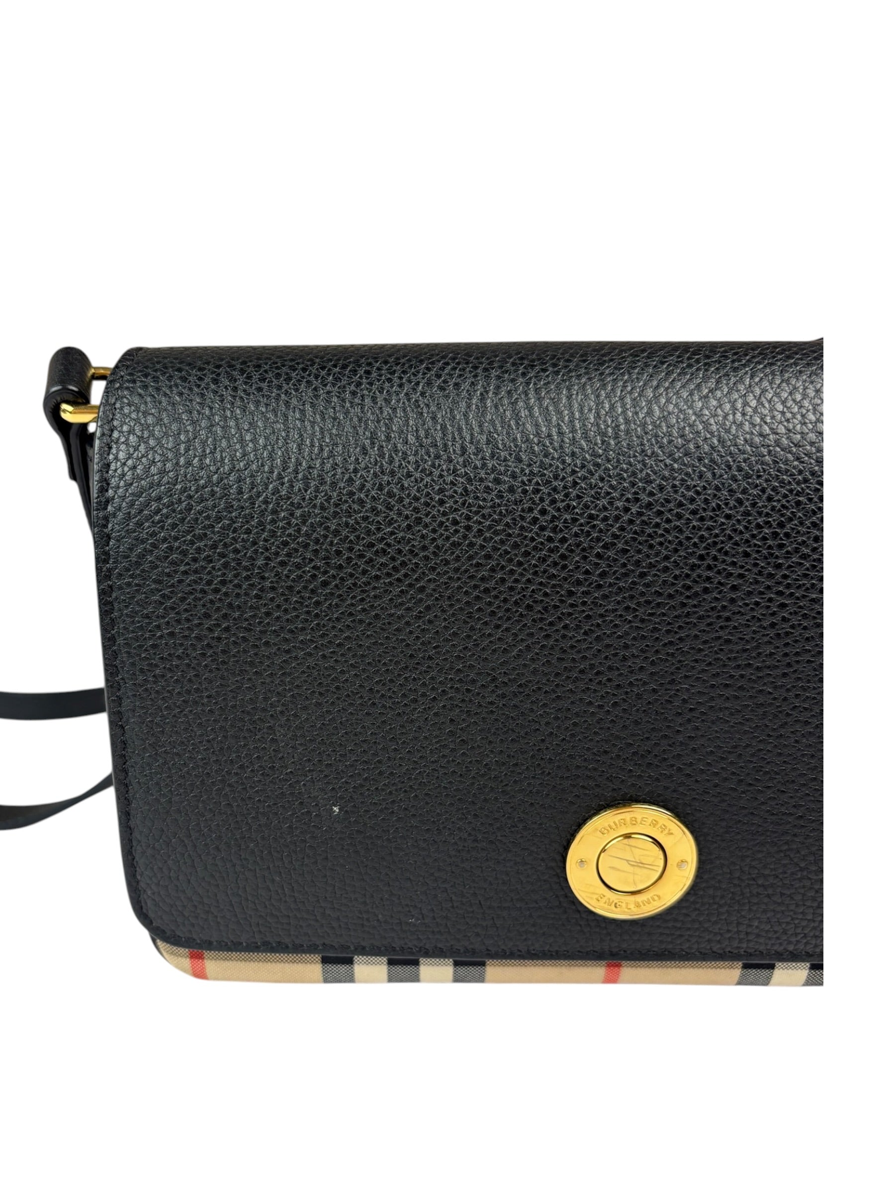 Burberry Black Leather Trim House Hampshire Crossbody