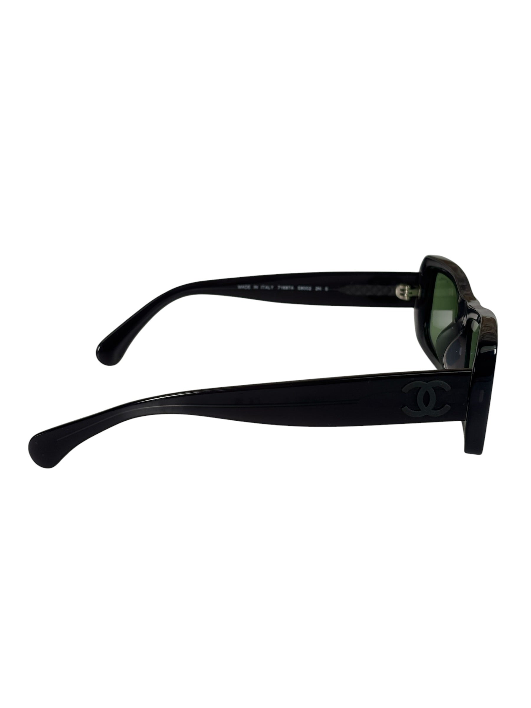 Chanel Grey/Green Rectangular 71687A Sunglasses