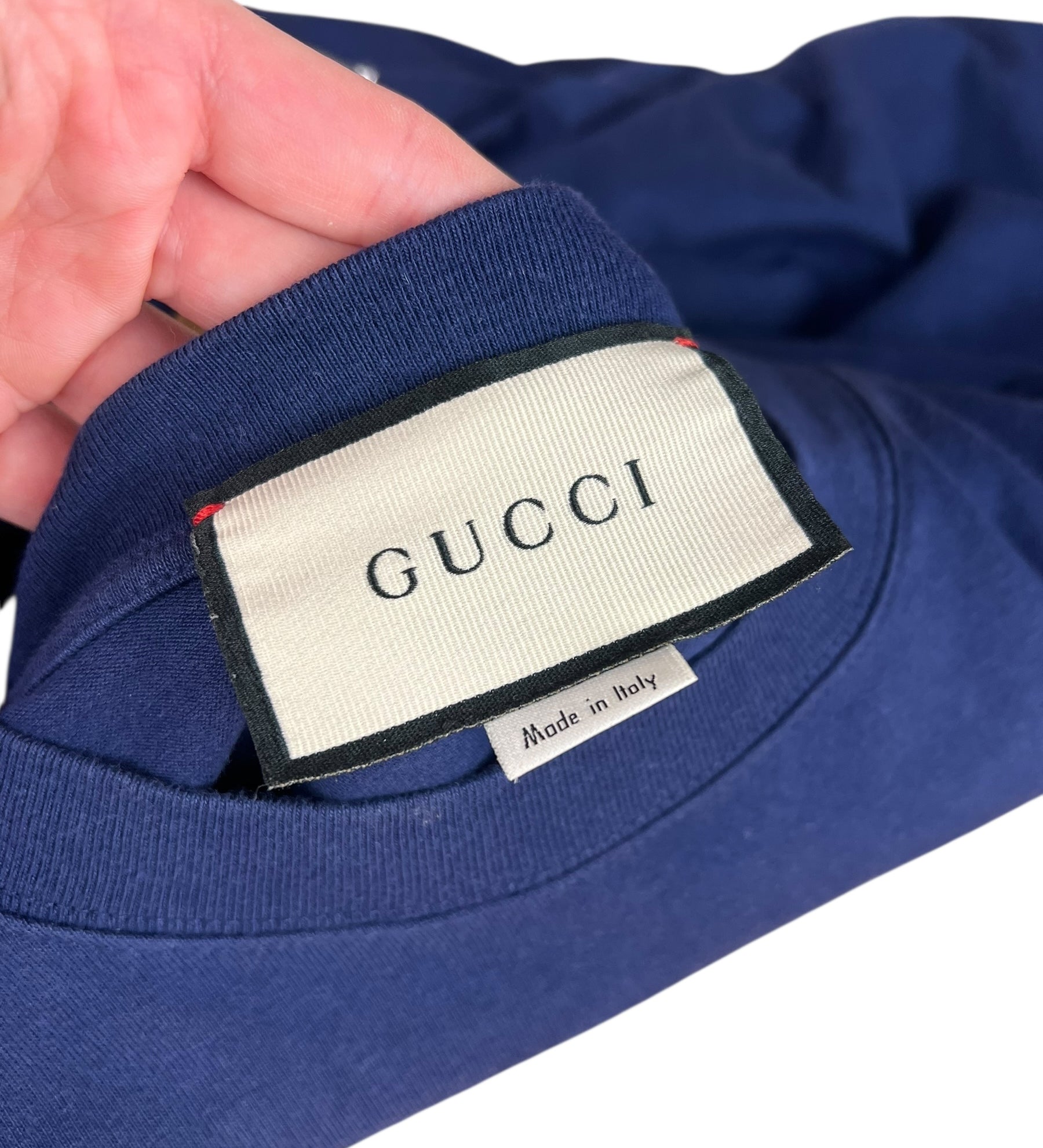 Gucci Navy Tennis Print Long Sleeve Top