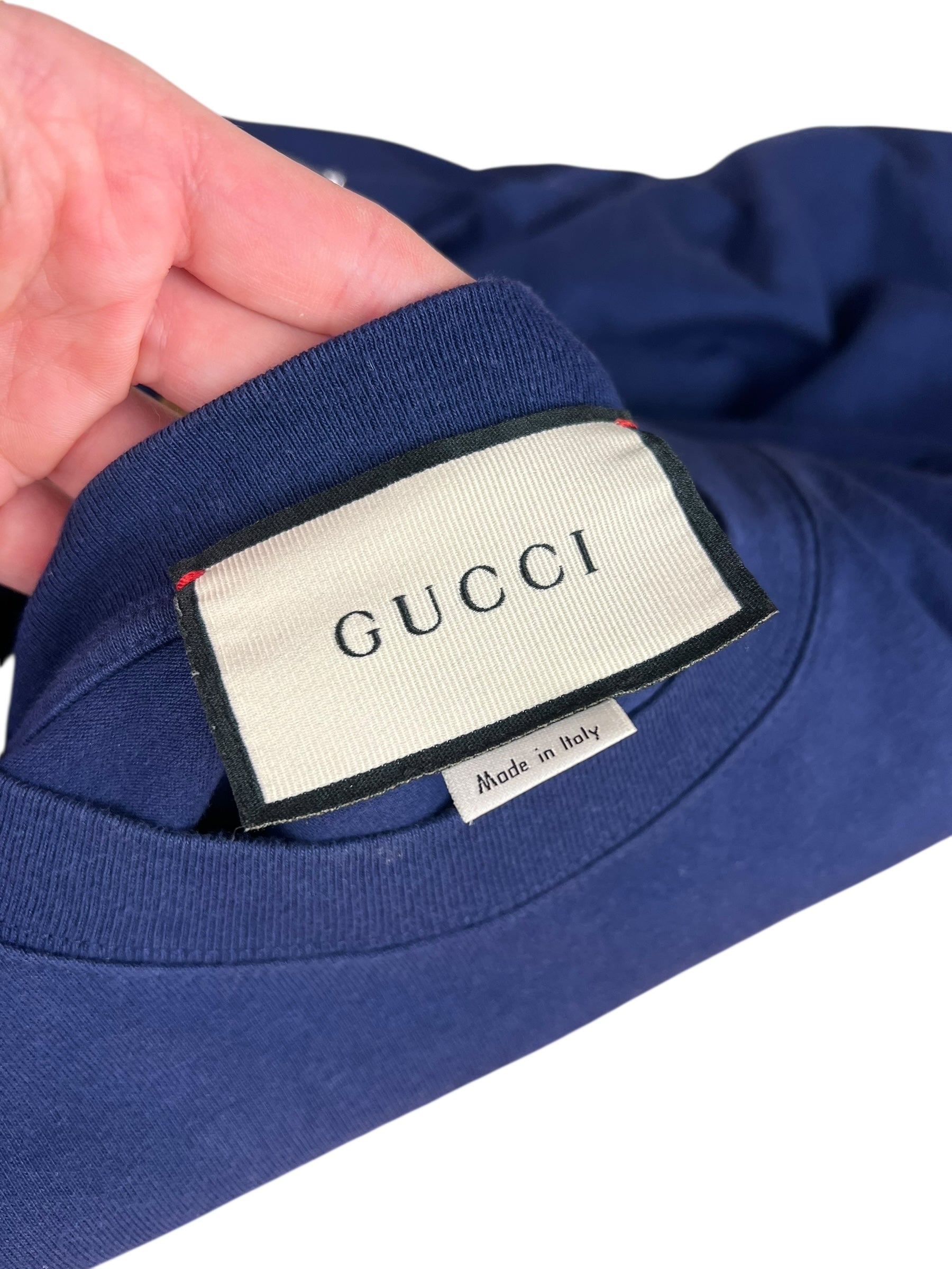 Gucci Navy Tennis Print Long Sleeve Top