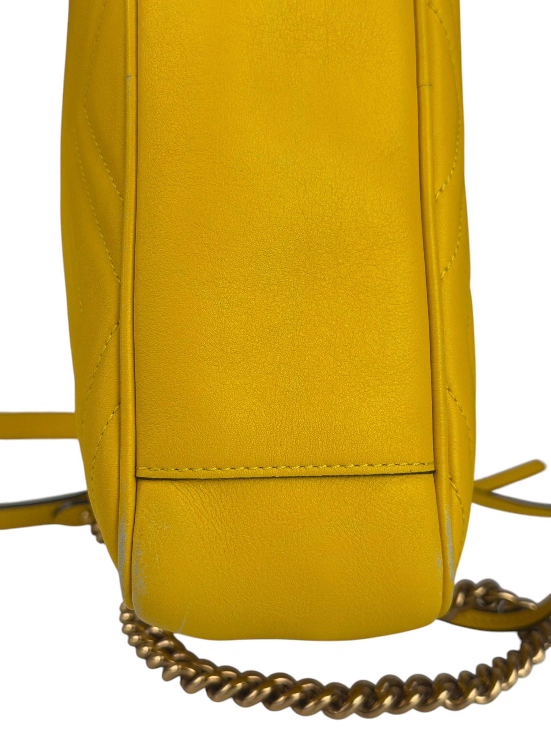 Gucci Bright Yellow GG Marmont Matelasse Shoulder Camera Bag