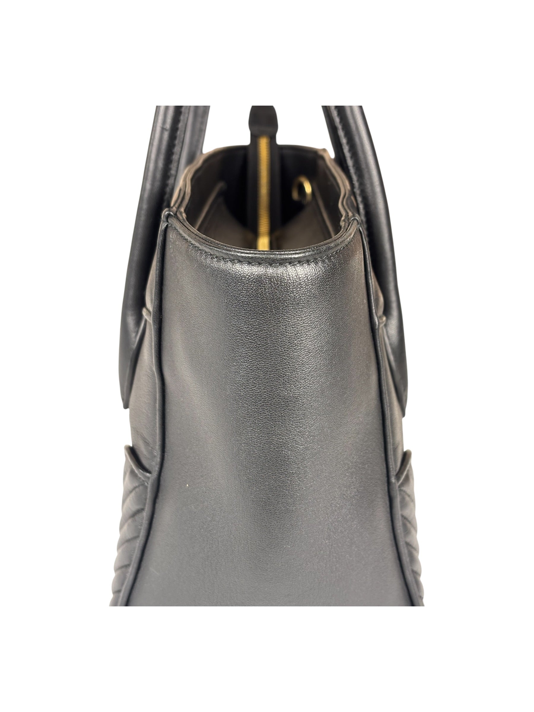 Miu Miu Black Leather Nappa Biker Tote Bag