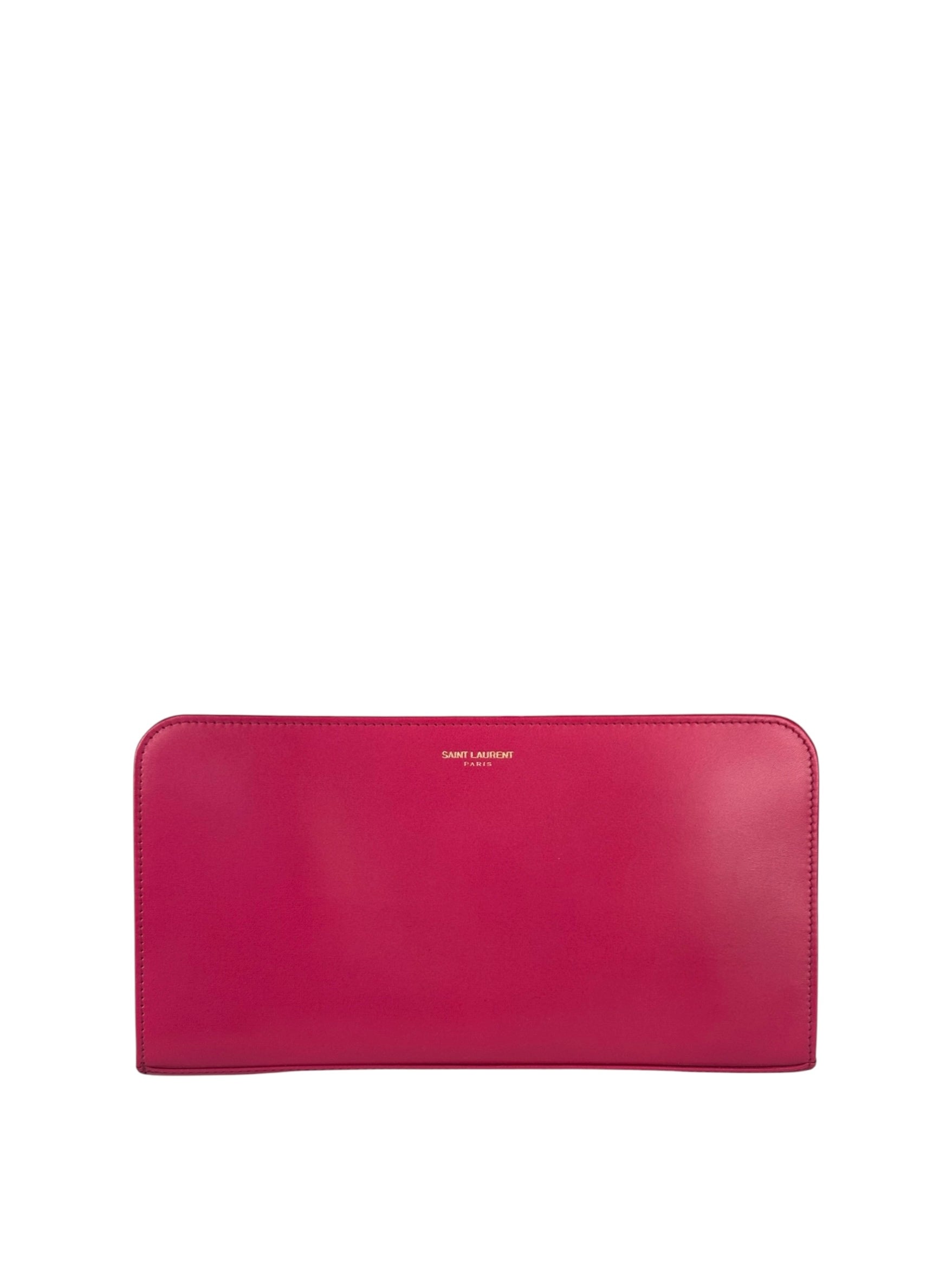 Yves Saint Laurent Bright Pink Leather Zip-Around Long Wallet