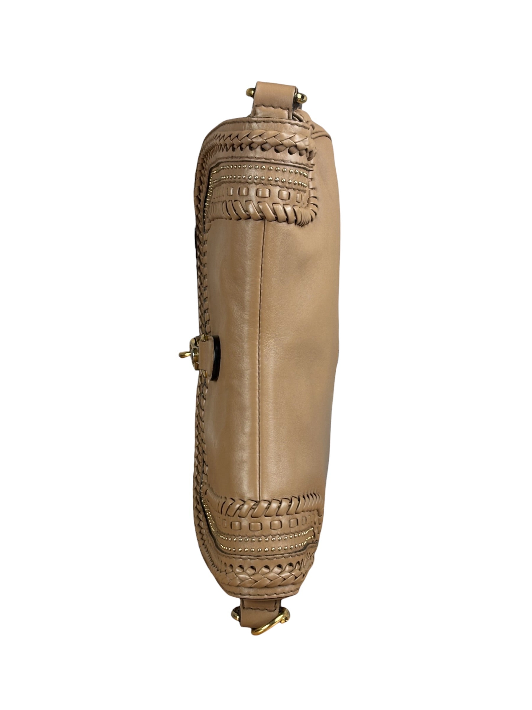 Gucci Vintage Tan Leather Medium Flap Shoulder Bag