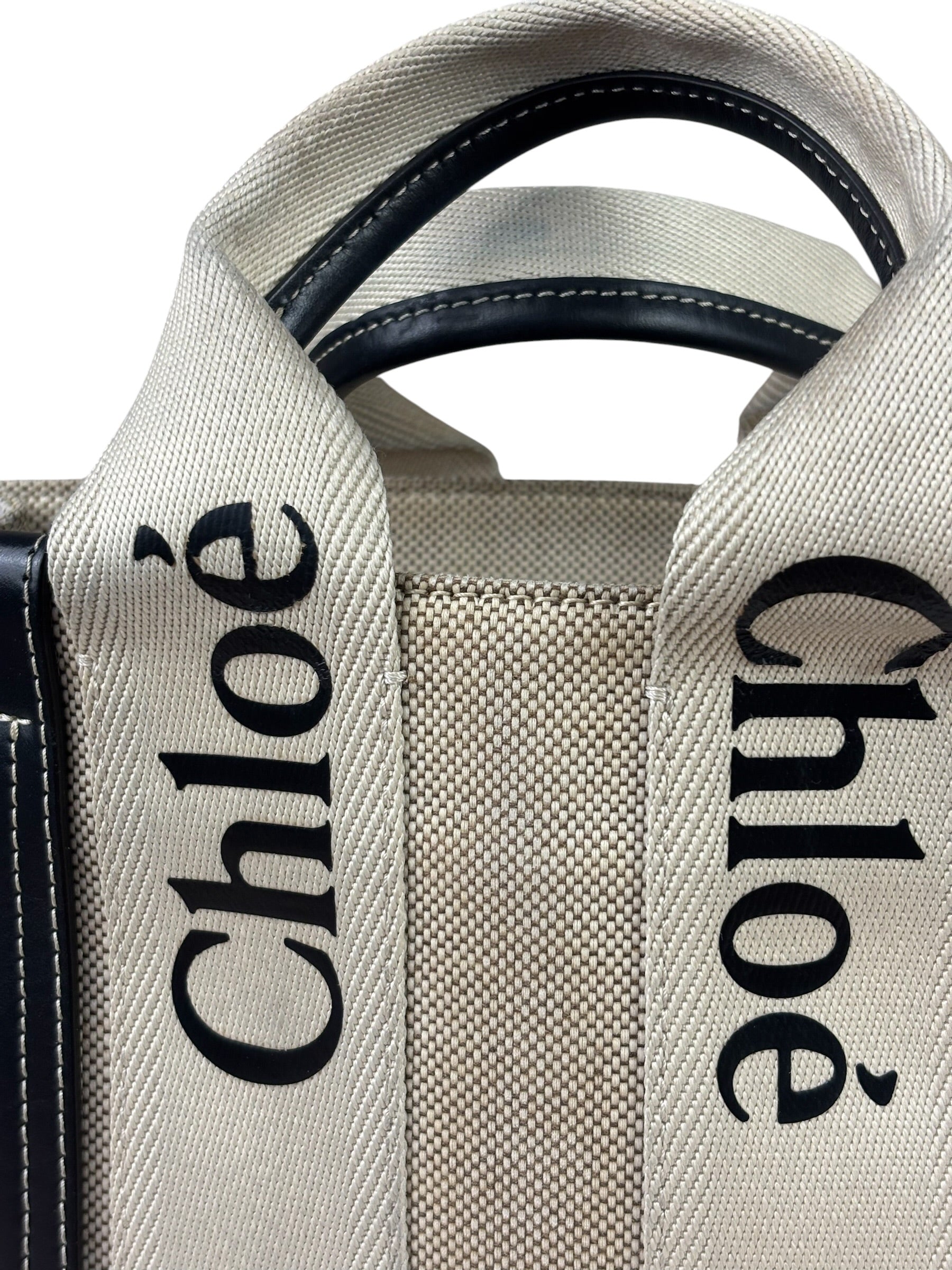 Chloe Grey/Black Leather Trim Tote