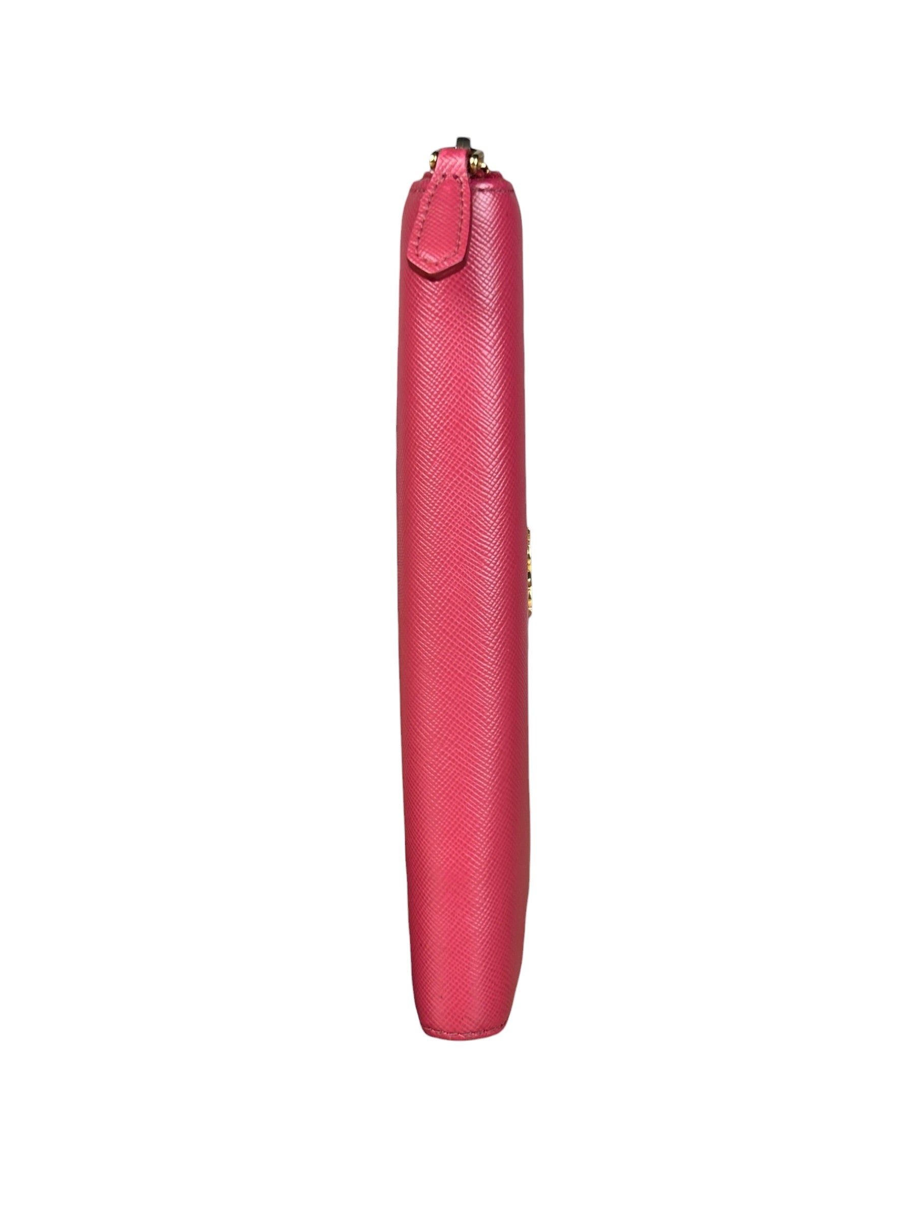 Prada Vintage Pink Saffiano Leather Long Wallet