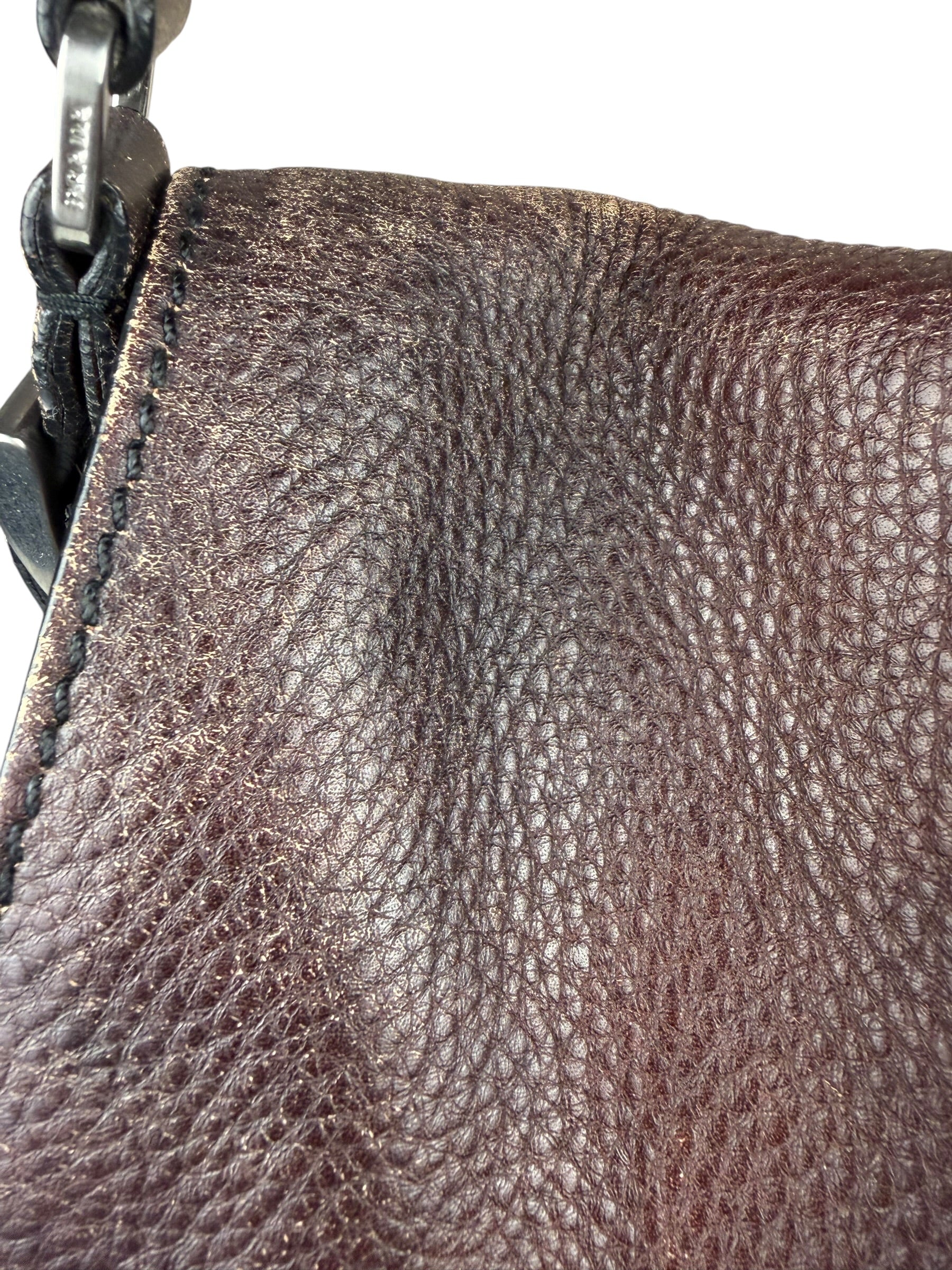 Prada Vintage Brown Leather Cervo Antik Messenger Bag