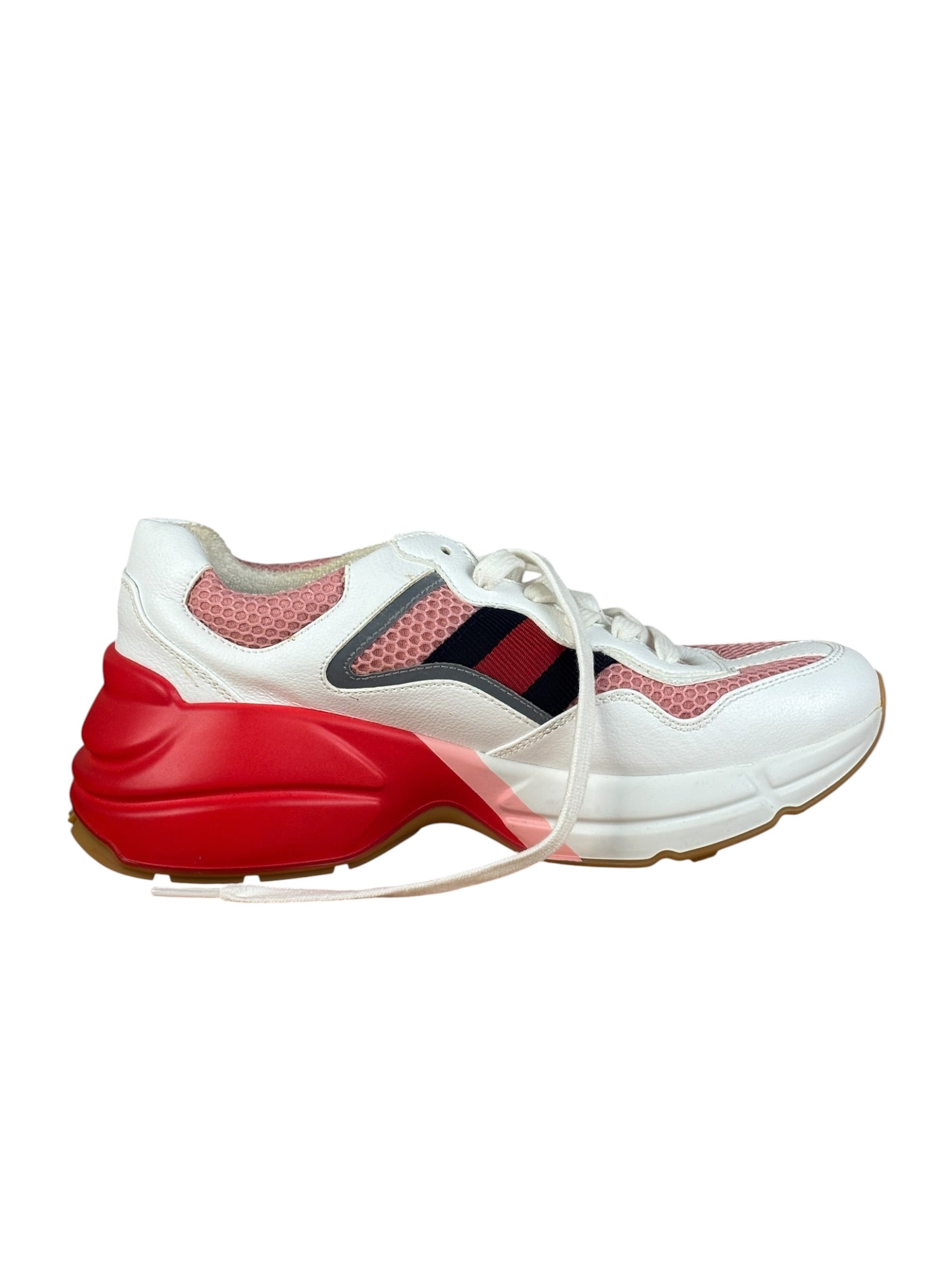 Gucci White Pink Reflective Mesh/Leather Chunky Sneaker
