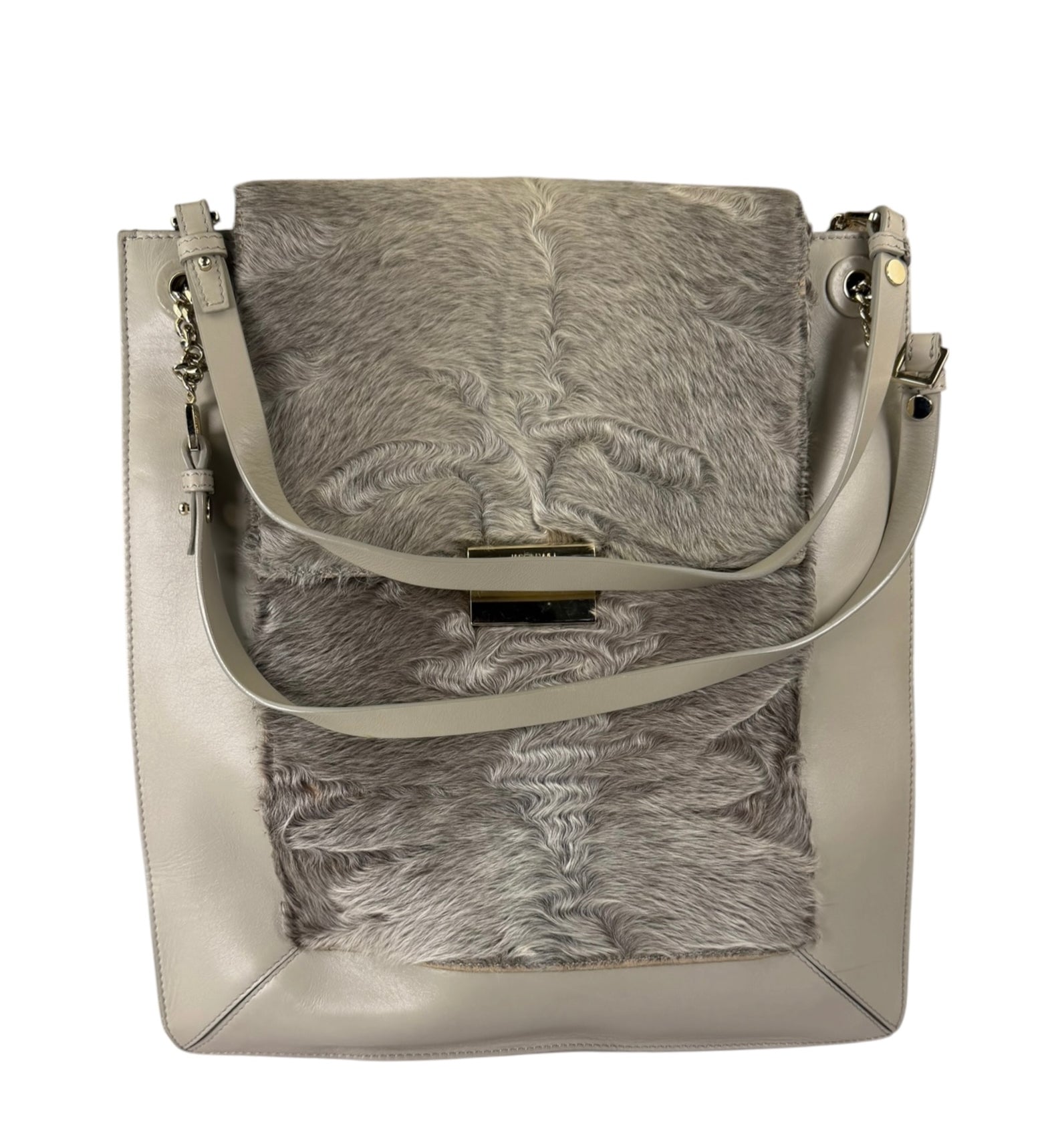 Jasonwu Grey Leather Lamb Fur Flap Tote