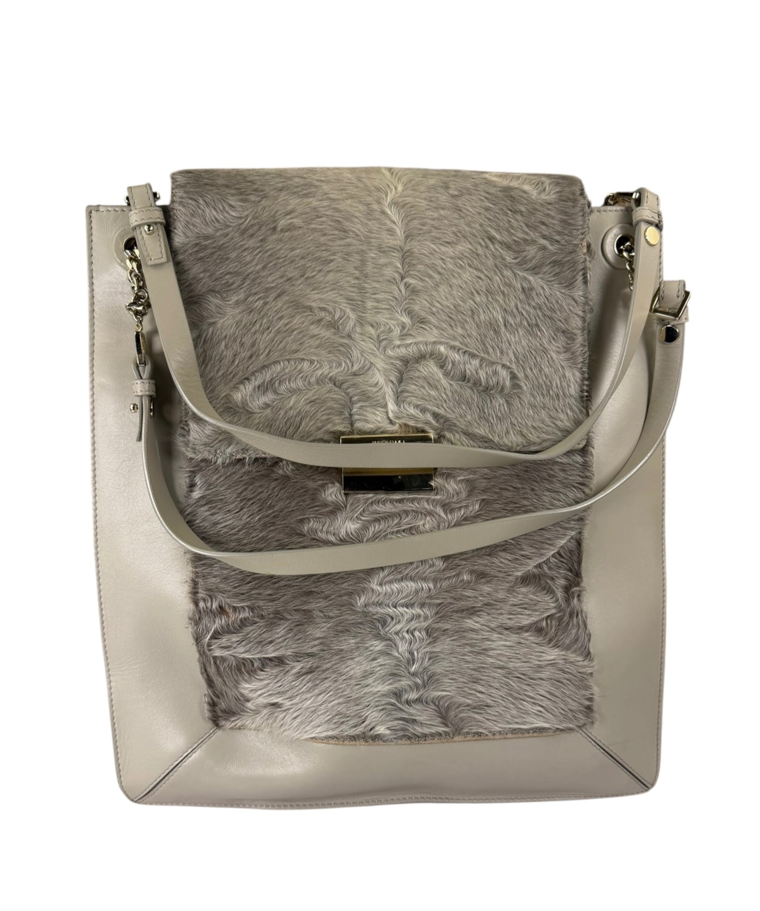 Jasonwu Grey Leather Lamb Fur Flap Tote