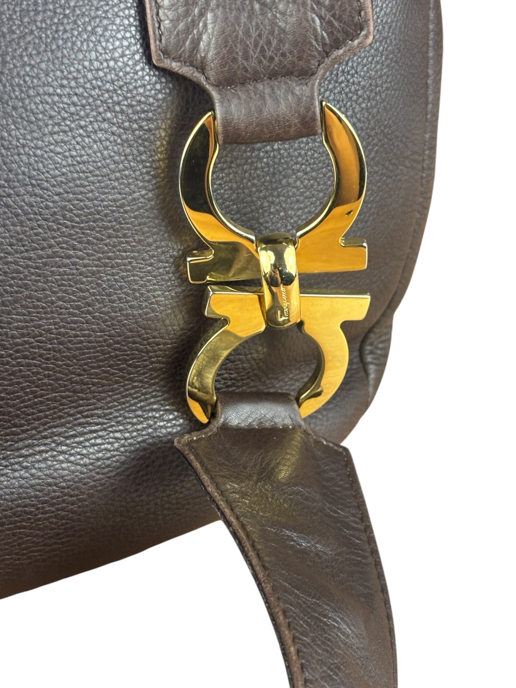 Ferragamo Vintage Brown Leather Hobo Bag