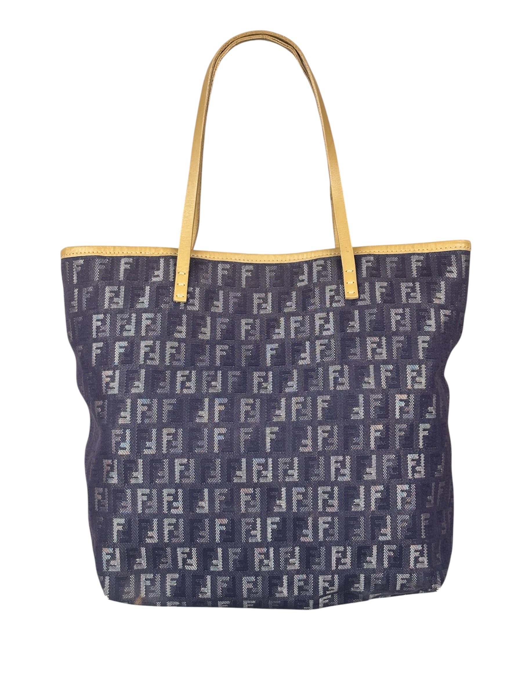 Fendi Purple Denim Roll Zucchino Tote