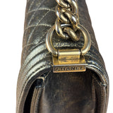 Chanel Metallic Dark Bronze Leather Old Medium Boy Flap Shoulder Bag