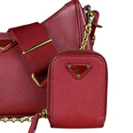 Prada Re-Edition Saffiano Leather Shoulder Bag Red