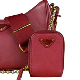 Prada Re-Edition Saffiano Leather Shoulder Bag Red