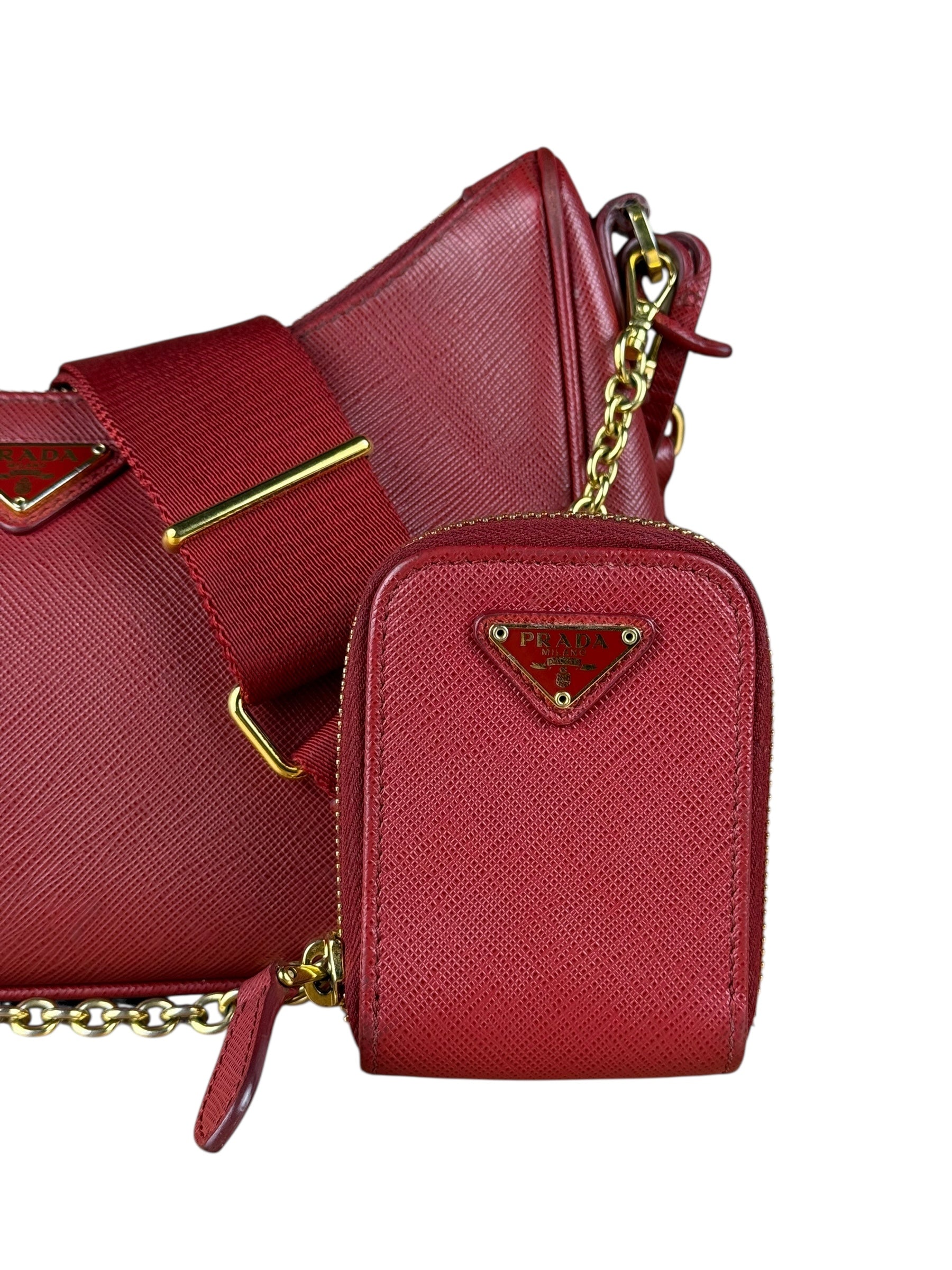 Prada Re-Edition Saffiano Leather Shoulder Bag Red
