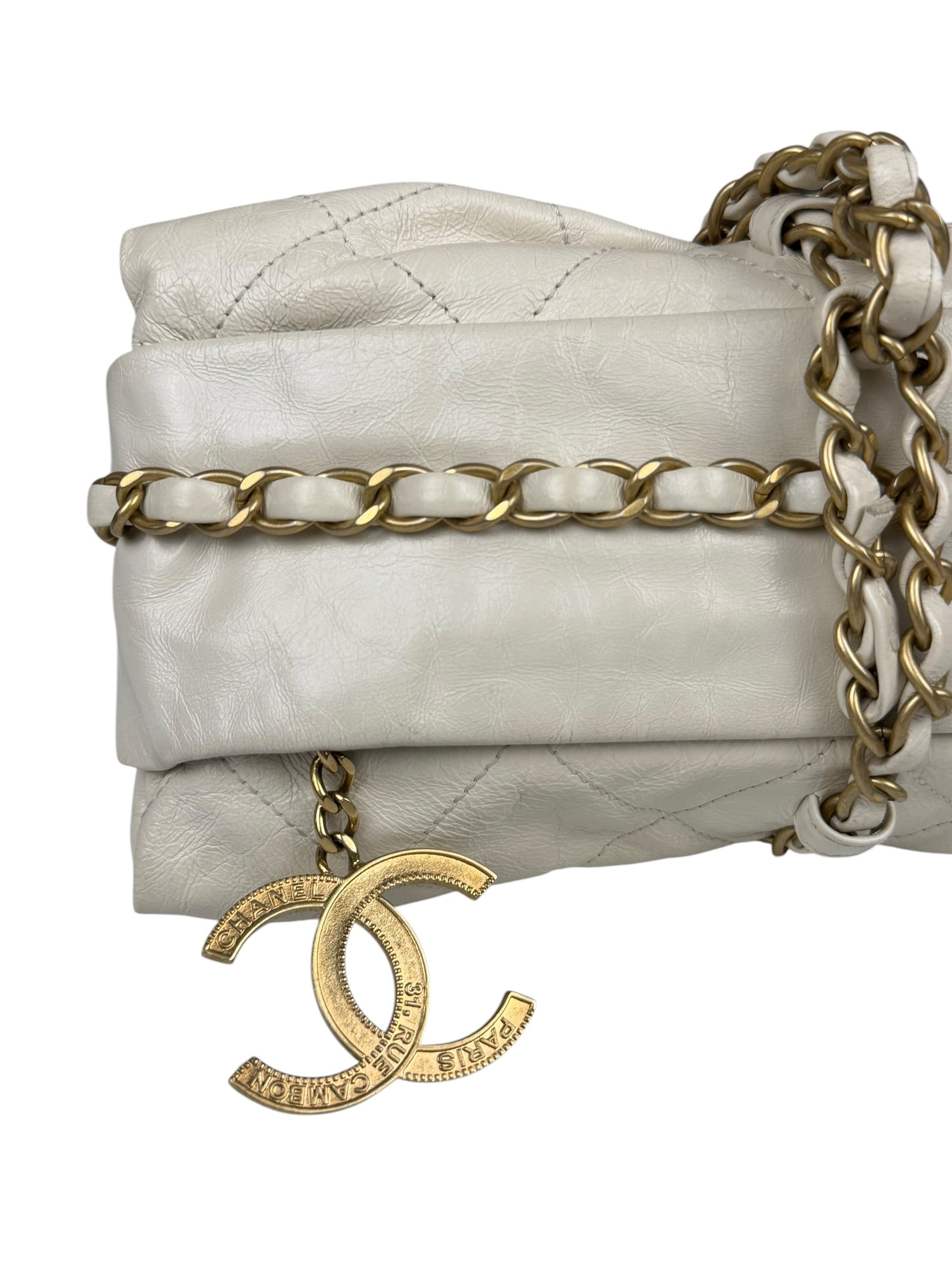 Chanel White Quilted Leather Midnight Swim Baluchon Clutch 2012
