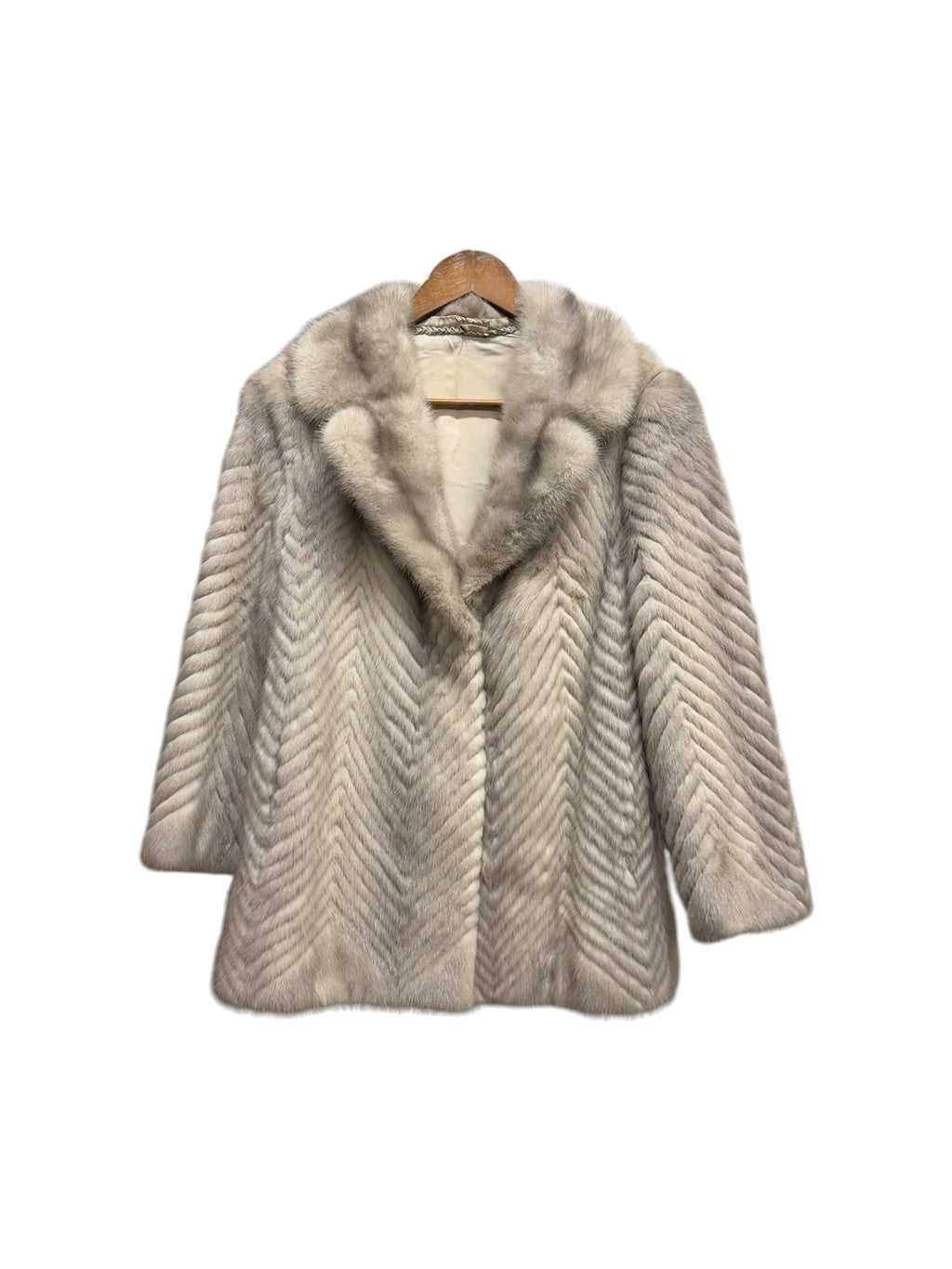Vintage Grey Chevron Mink Fur Coat