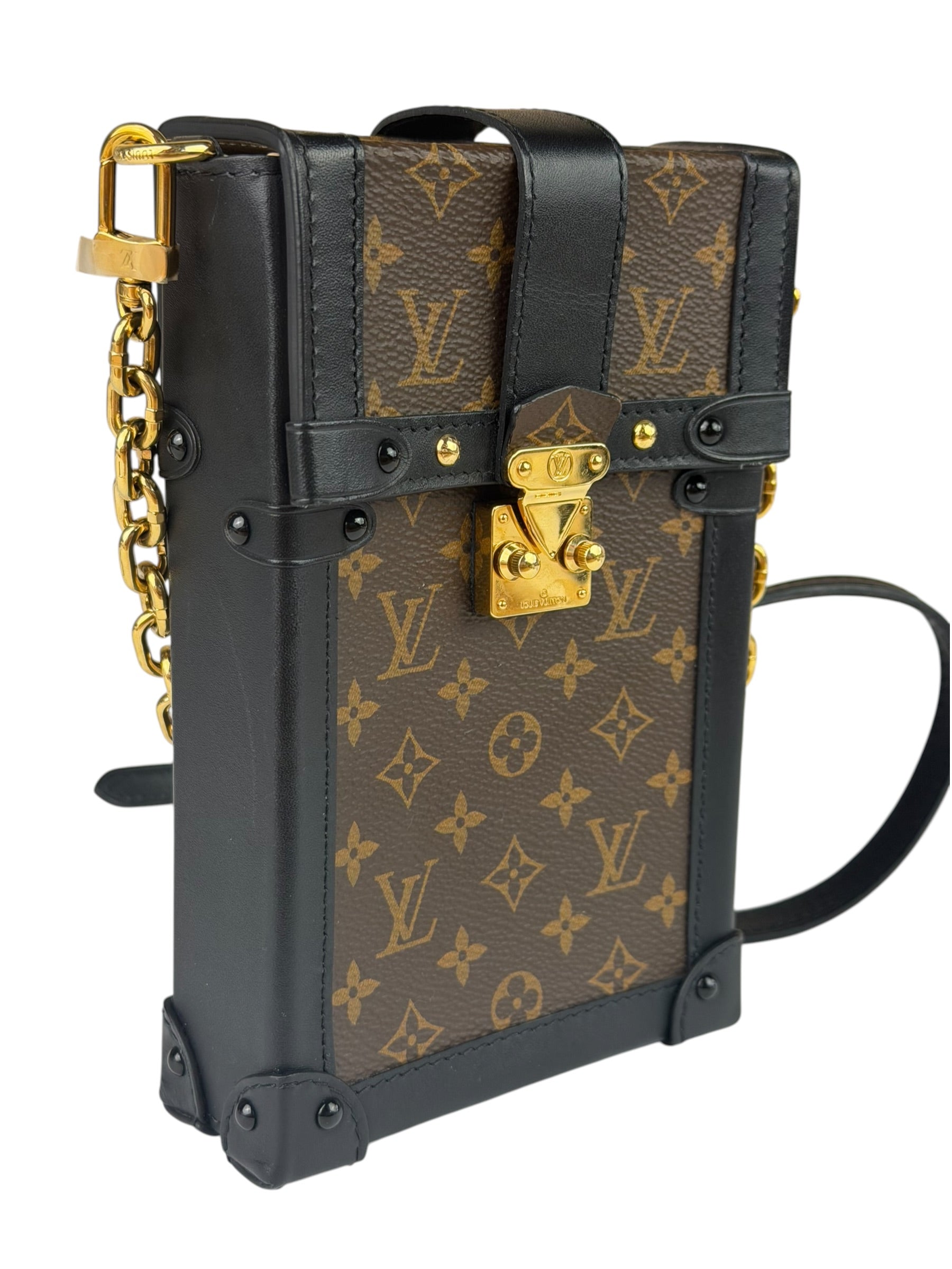 Louis Vuitton Black Monogram Vertical Trunk Pochette