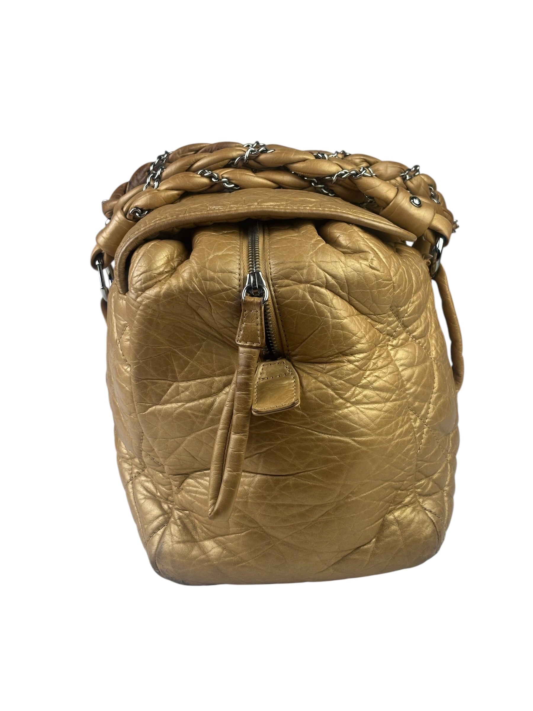 Chanel Gold Quilted Lambskin Lady Braid Flap Bag 2005