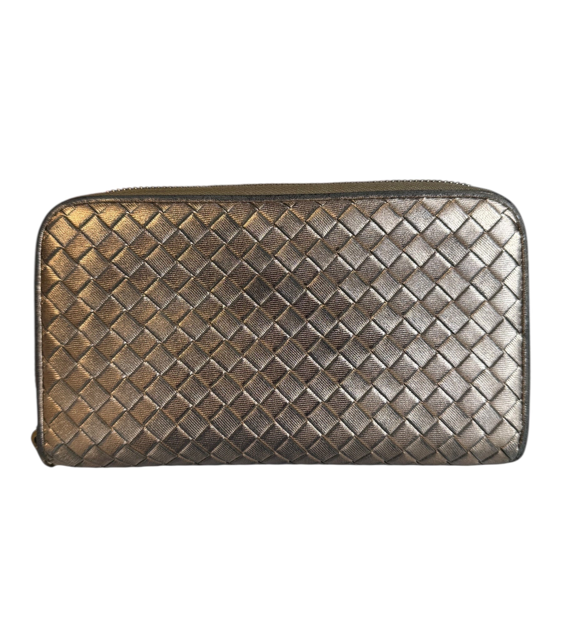 Bottega Veneta Zipper Gold Long Wallet
