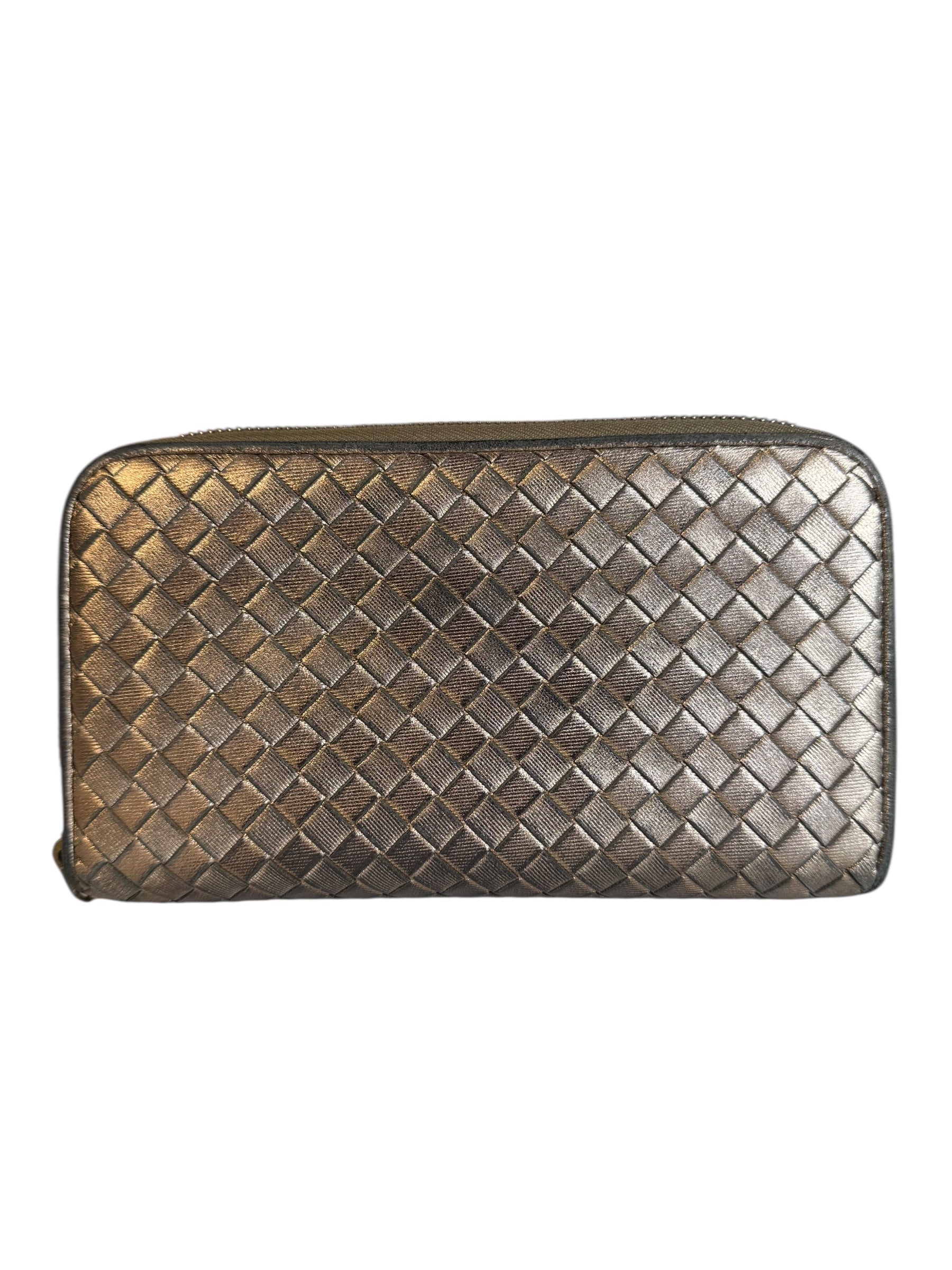 Bottega Veneta Zipper Gold Long Wallet