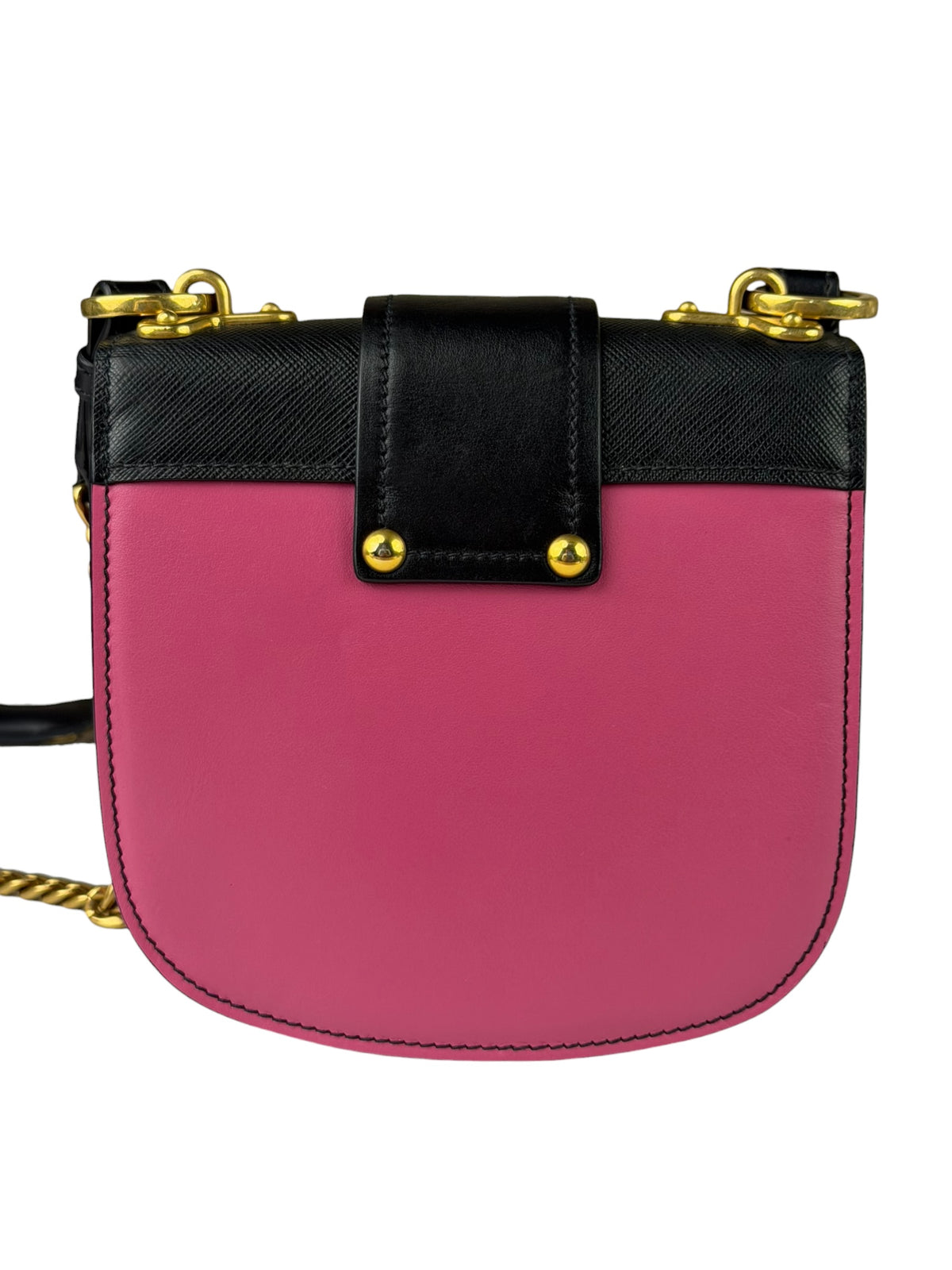 Prada Pink/Black Saffiano Leather Trim Small Cahier Crossbody Bag