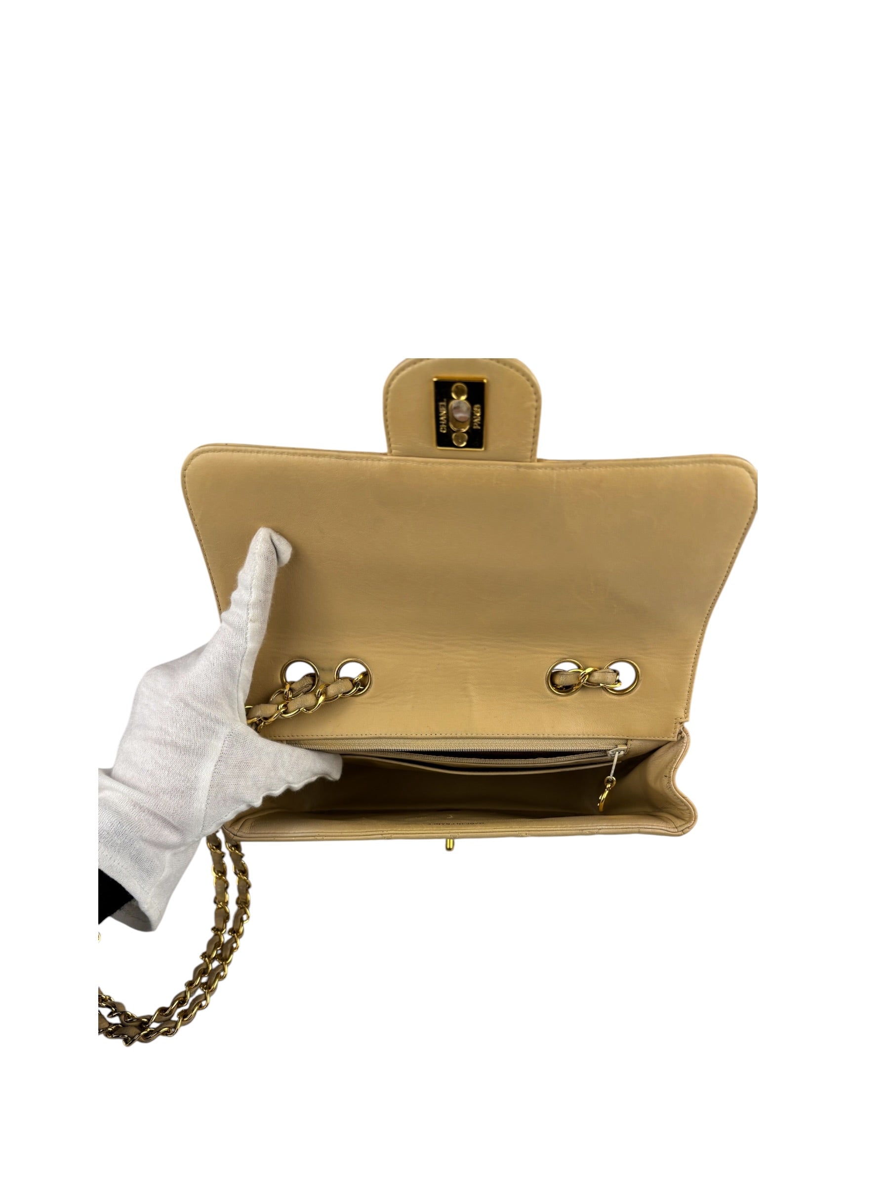 Chanel Vintage Beige Clair Quilted Leather Classic Flap Shoulder Bag 1955
