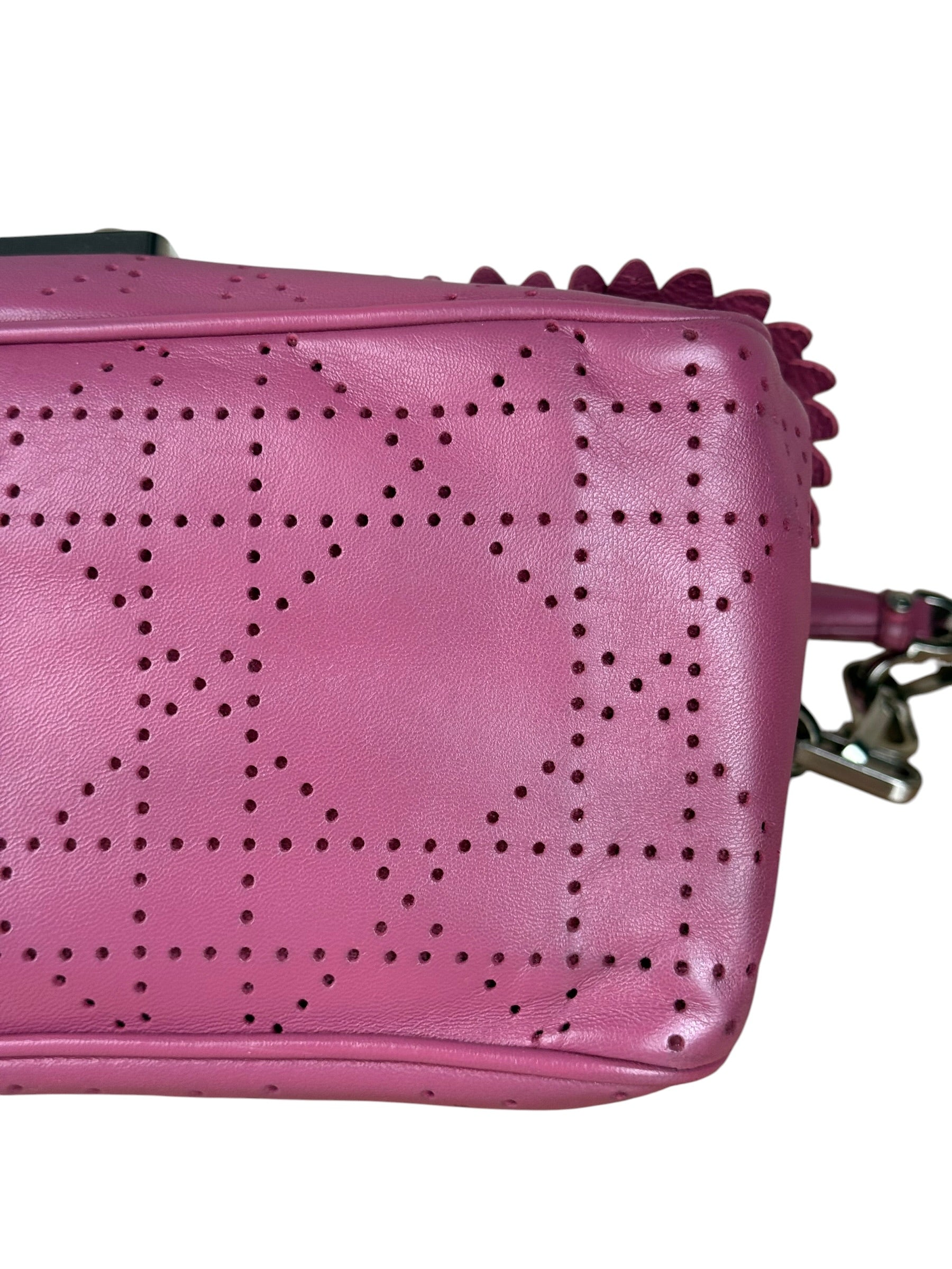 Christian Dior Purple Ruffle Leather New Lock Flap Bag