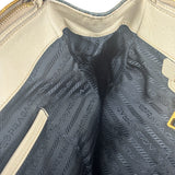 Prada Denim White Leather Trim Saffiano Handbag