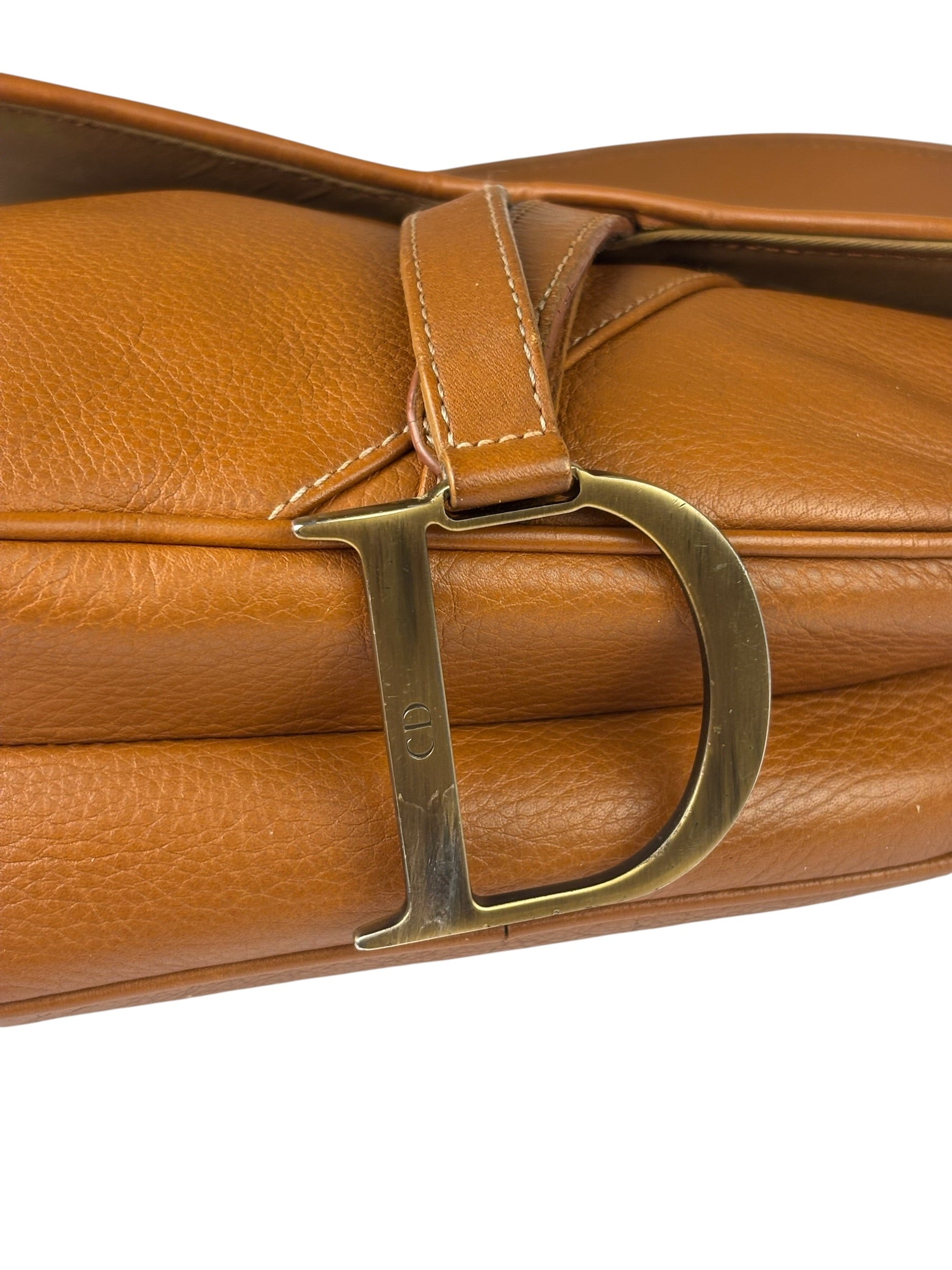 Christian Dior Tan Brown Leather Medium Saddle Bag
