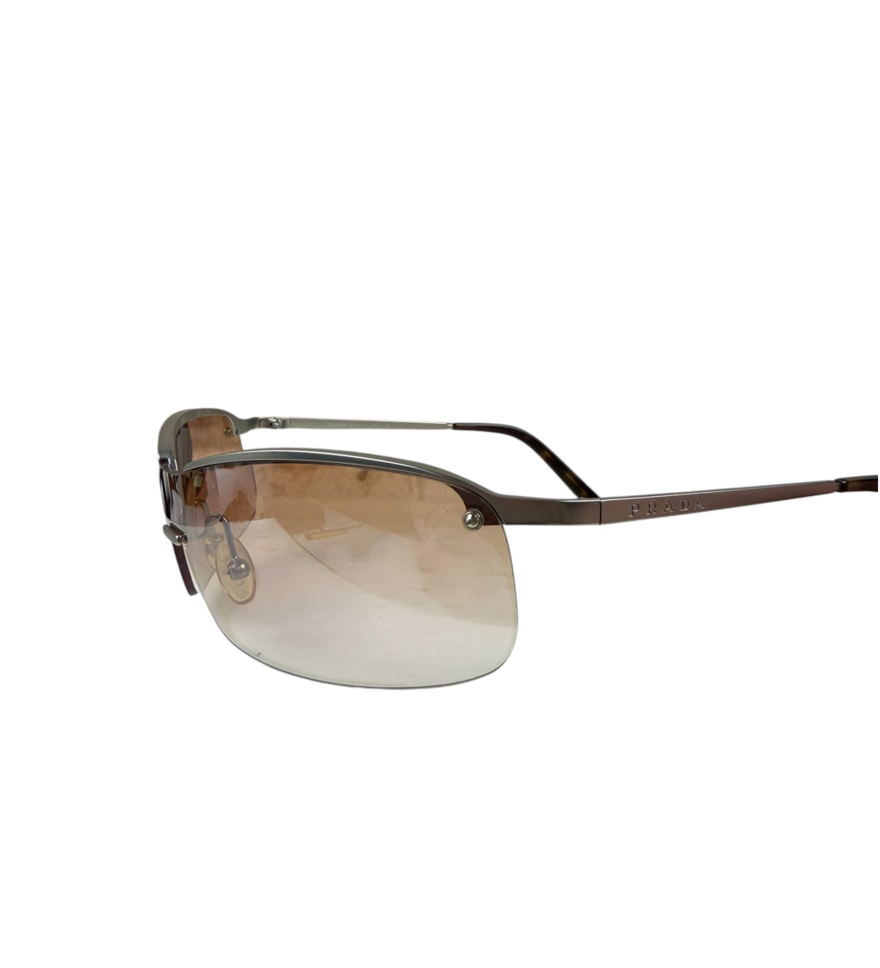 Prada Y2k Rimless Brown/Silver Sunglasses