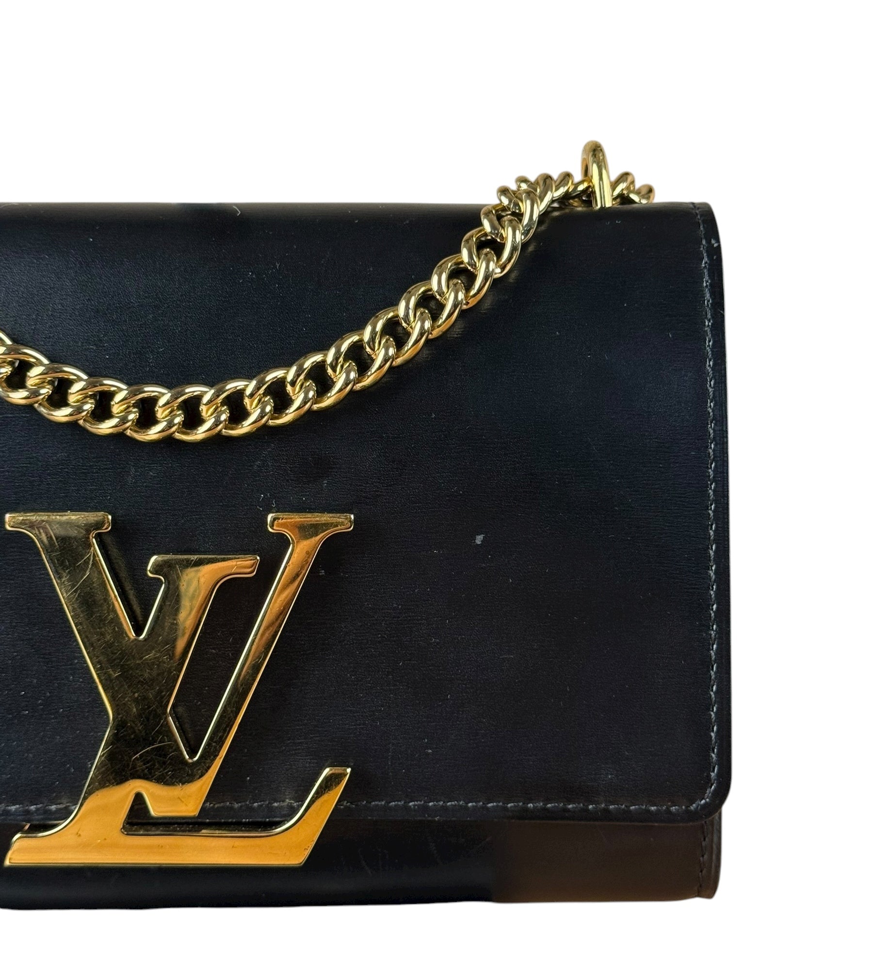 Louis Vuitton Black Leather Louis Chain Pochette