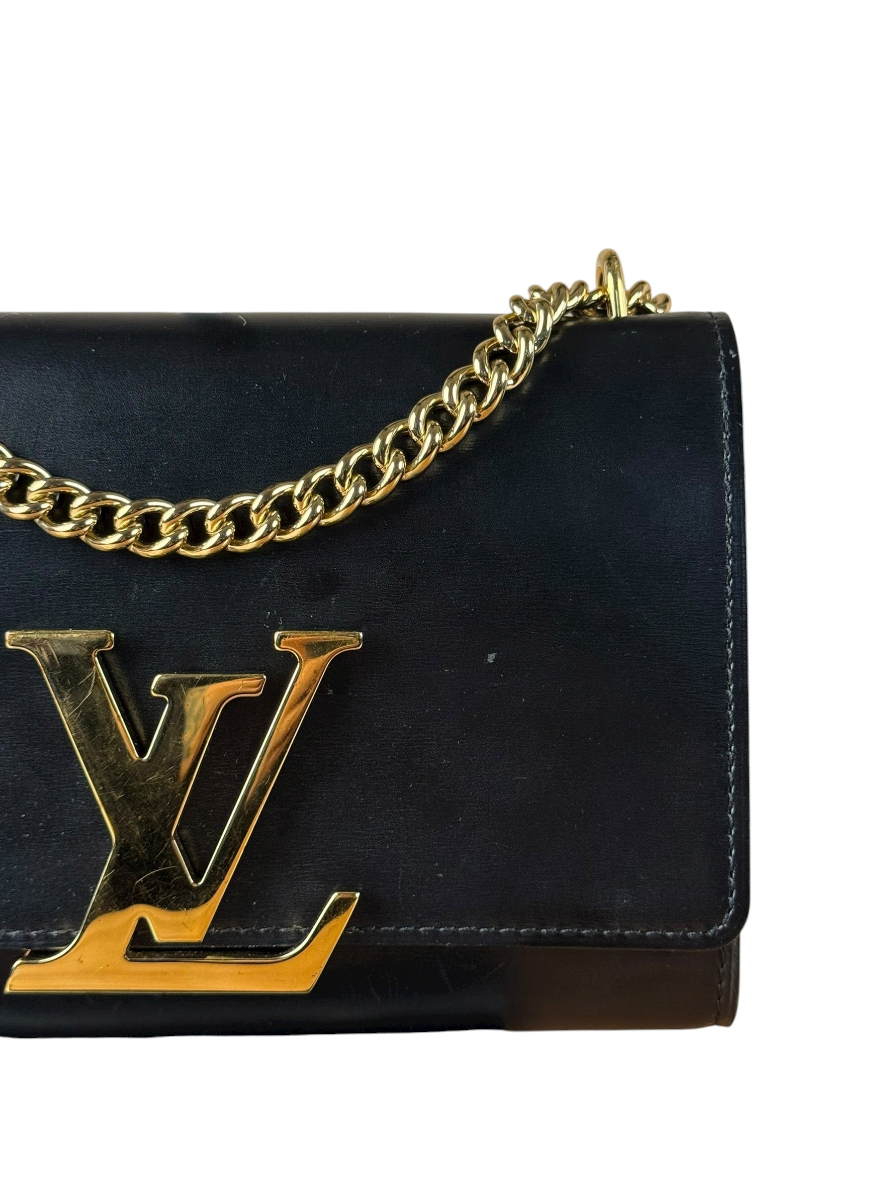 Louis Vuitton Black Leather Louis Chain Pochette