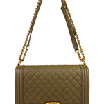 Chanel Olive Green Quilted Caviar Boy Flap Bag 2017