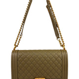 Chanel Olive Green Quilted Caviar Boy Flap Bag 2017