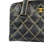 Chanel Black Quilted Leather Wild Stitch Bowler Bag 2003