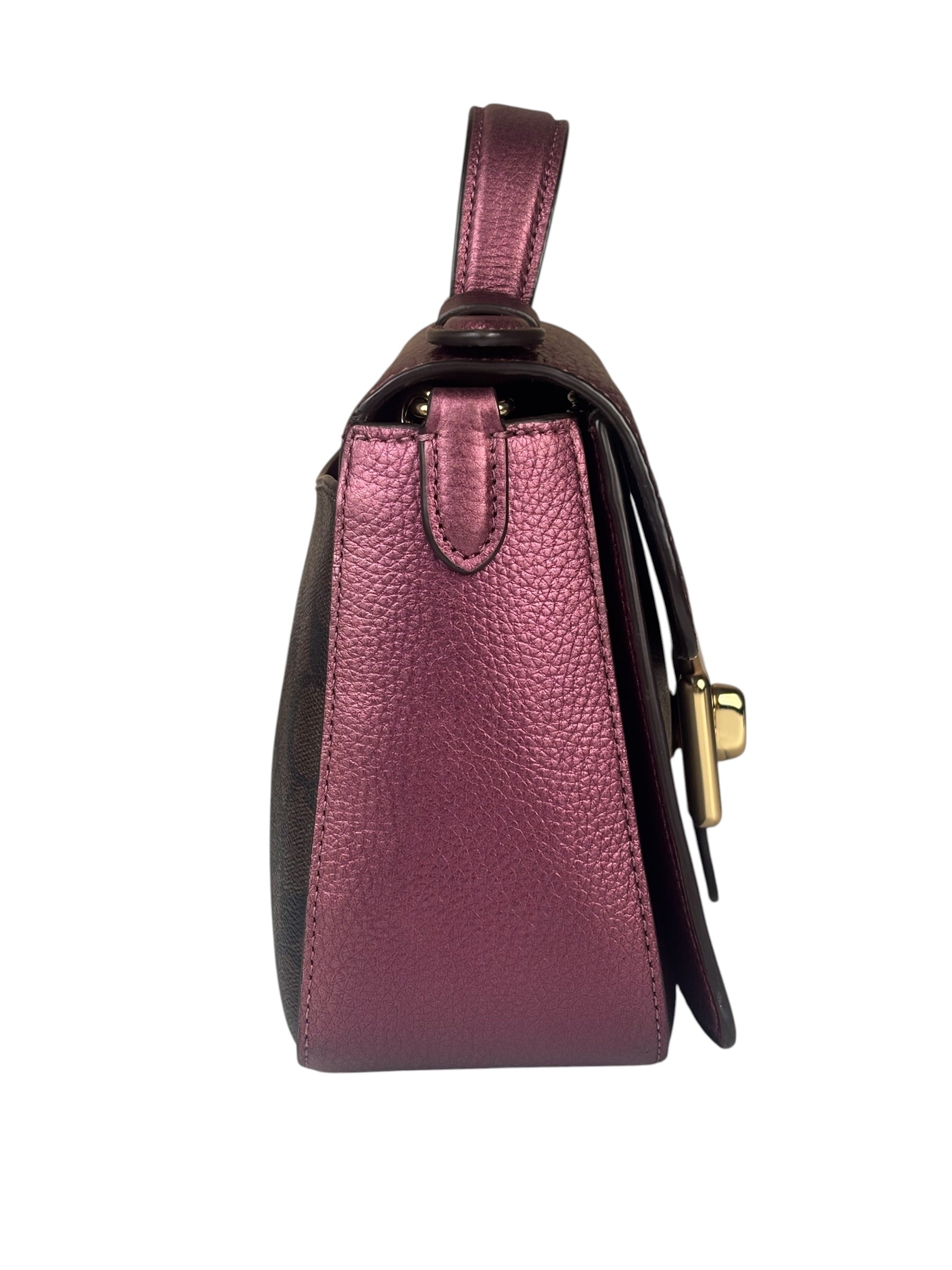 Coach Metallic Berry Leather Signature Cassidy Two-Way Bag